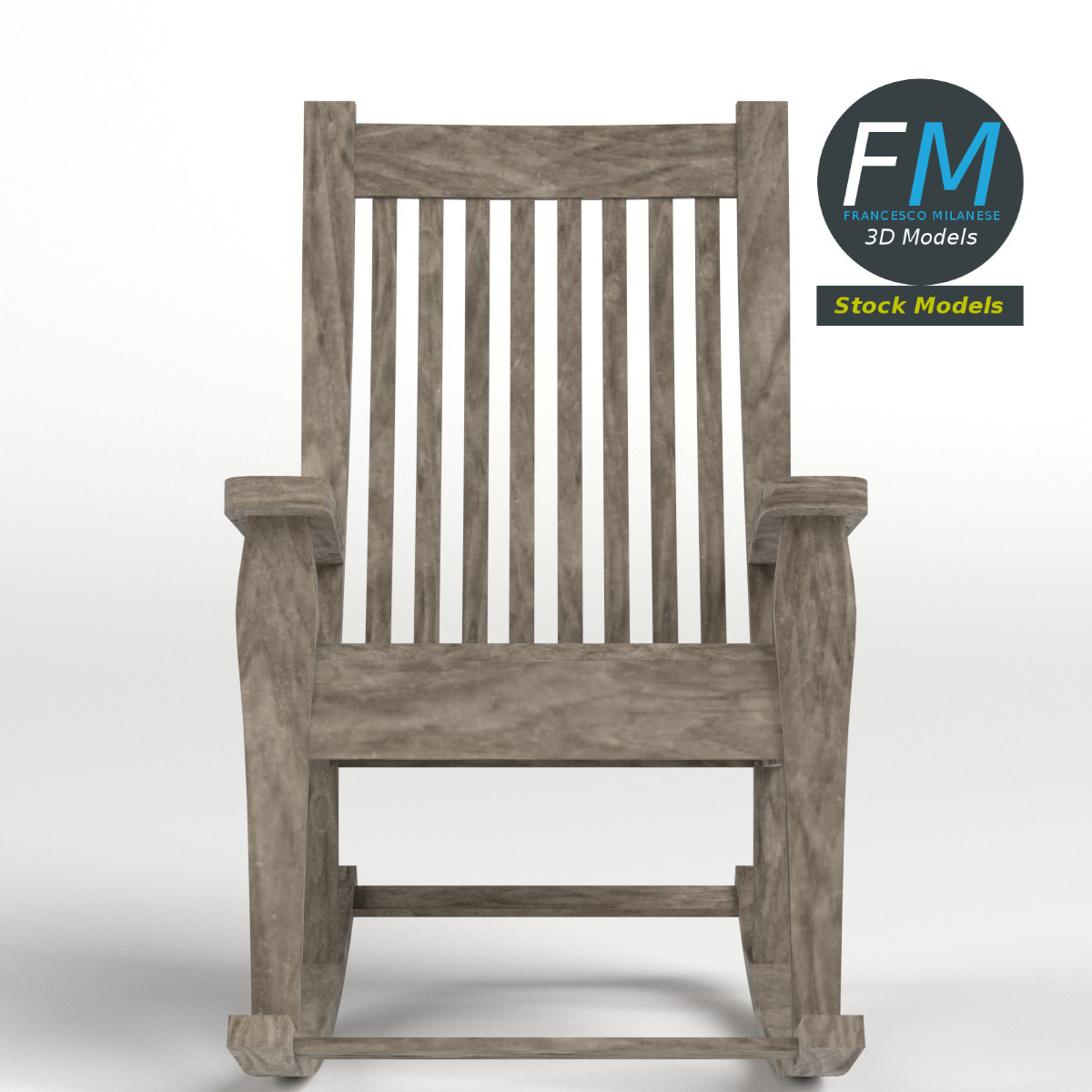 3D-Modell - Alter Holzschaukelstuhl - 04