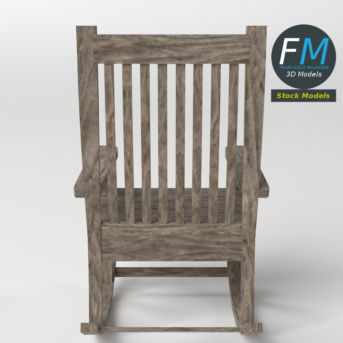 3D-Modell - Alter Holzschaukelstuhl - 05