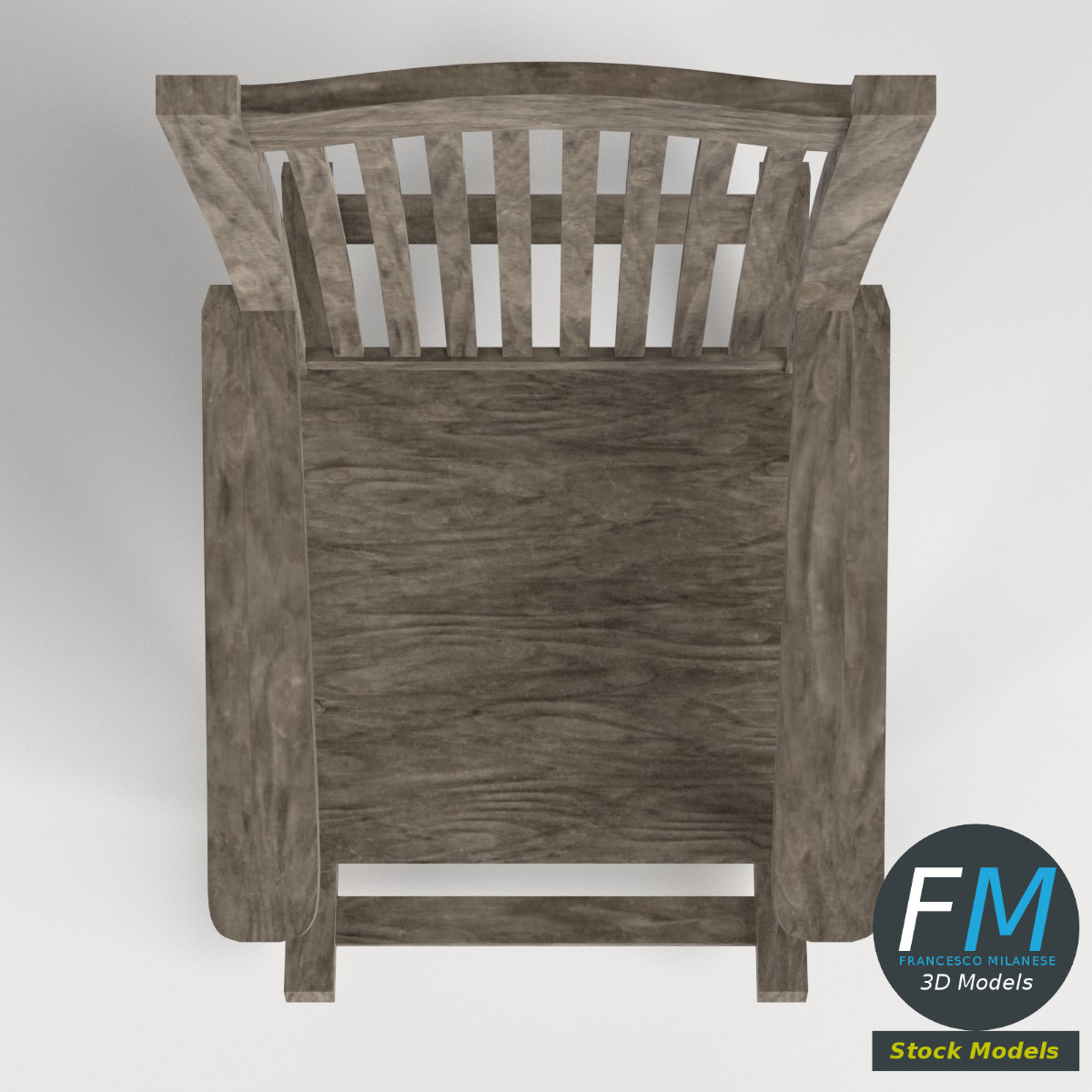 3D-Modell - Alter Holzschaukelstuhl - 06