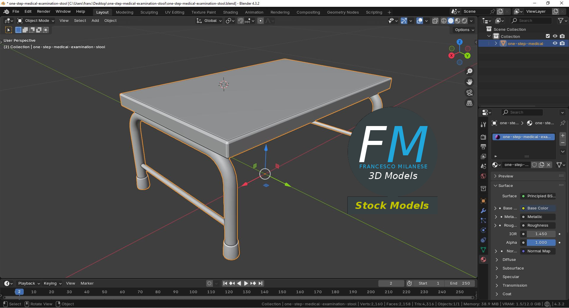 3D-Modell - Medizinischer Einstufiger Tritthocker - 09