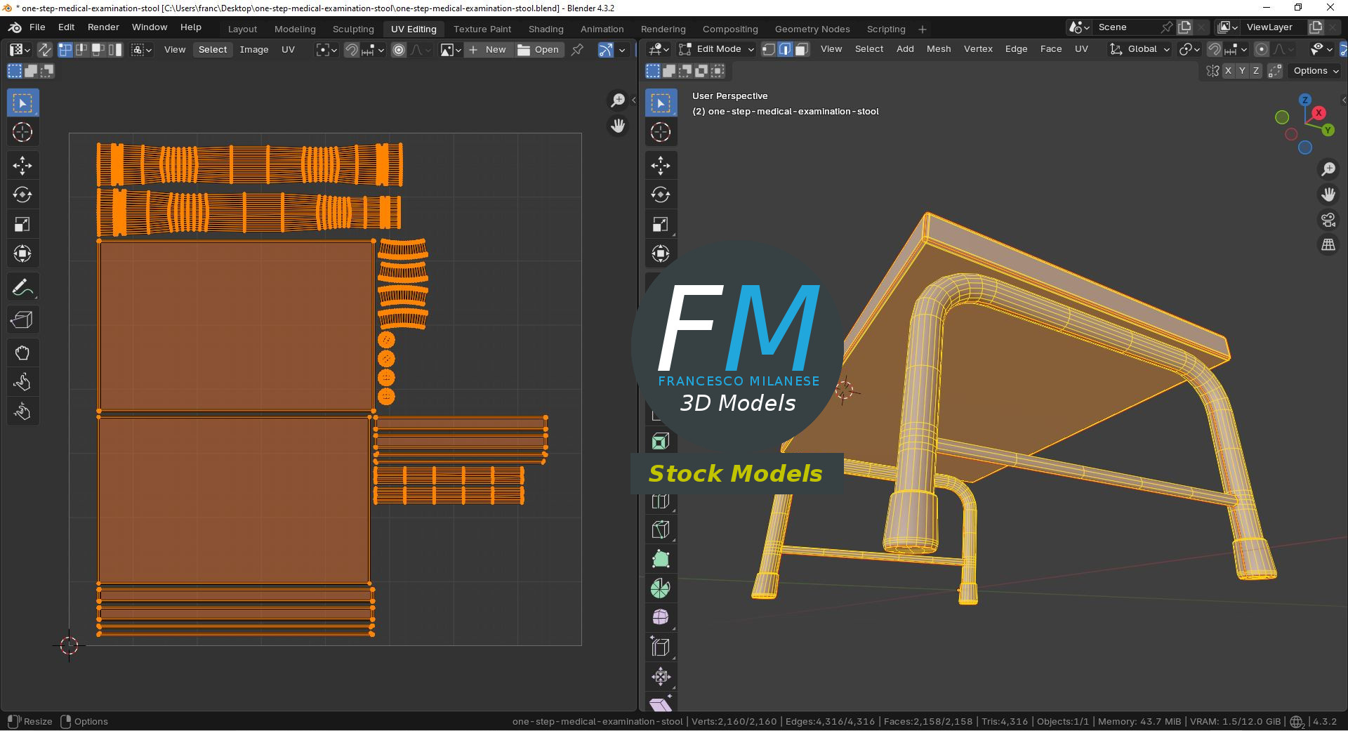 3D-Modell - Medizinischer Einstufiger Tritthocker - 10