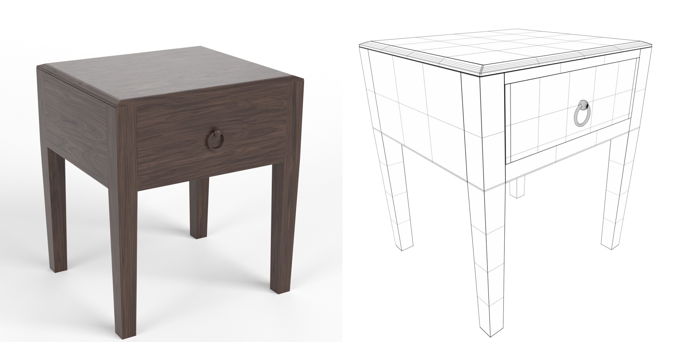 3D-Modell - Nachttisch mit Einer Schublade