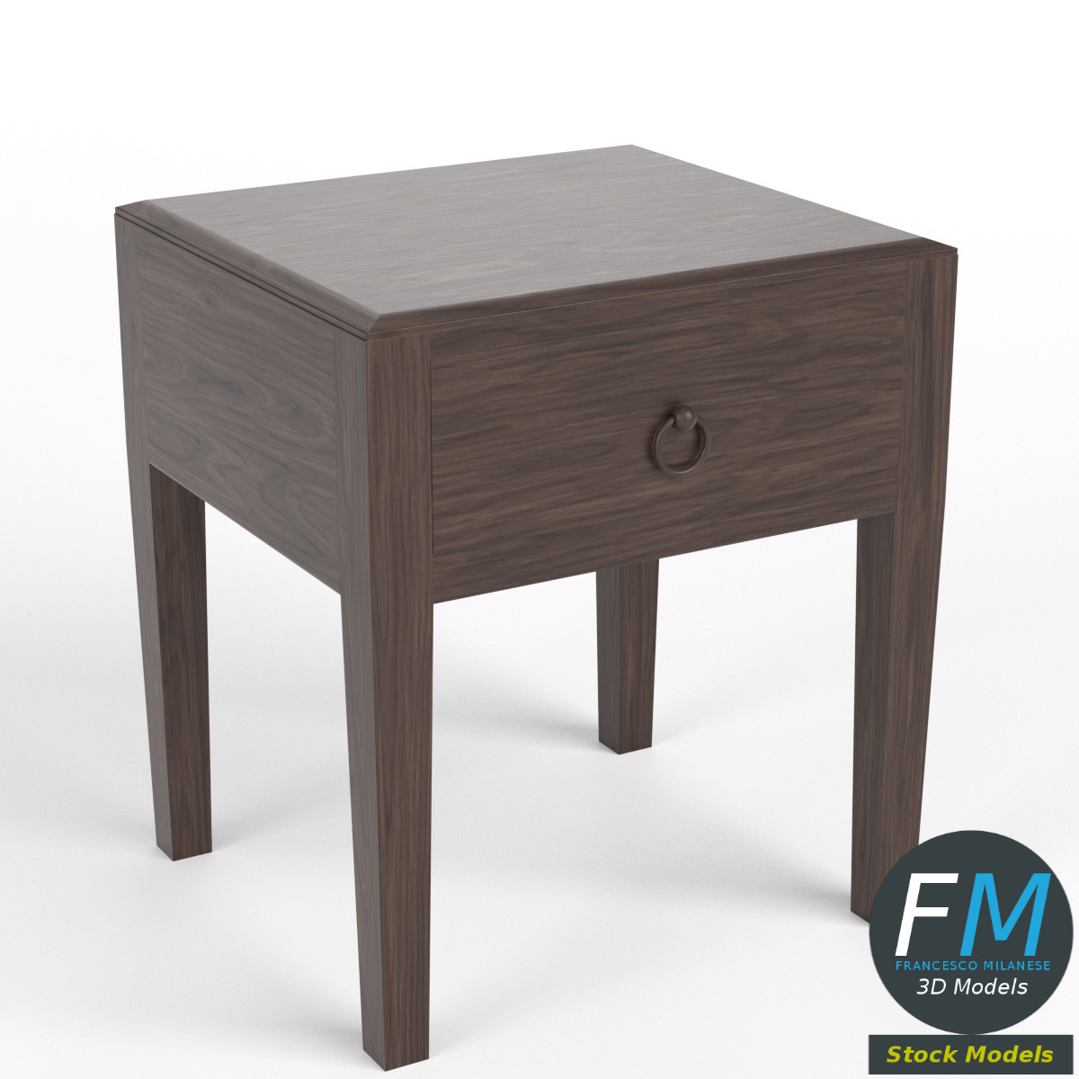 3D-Modell - Nachttisch mit Einer Schublade - 01