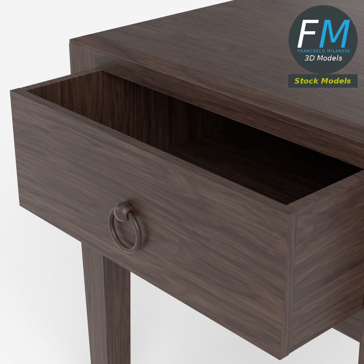 3D-Modell - Nachttisch mit Einer Schublade - 02