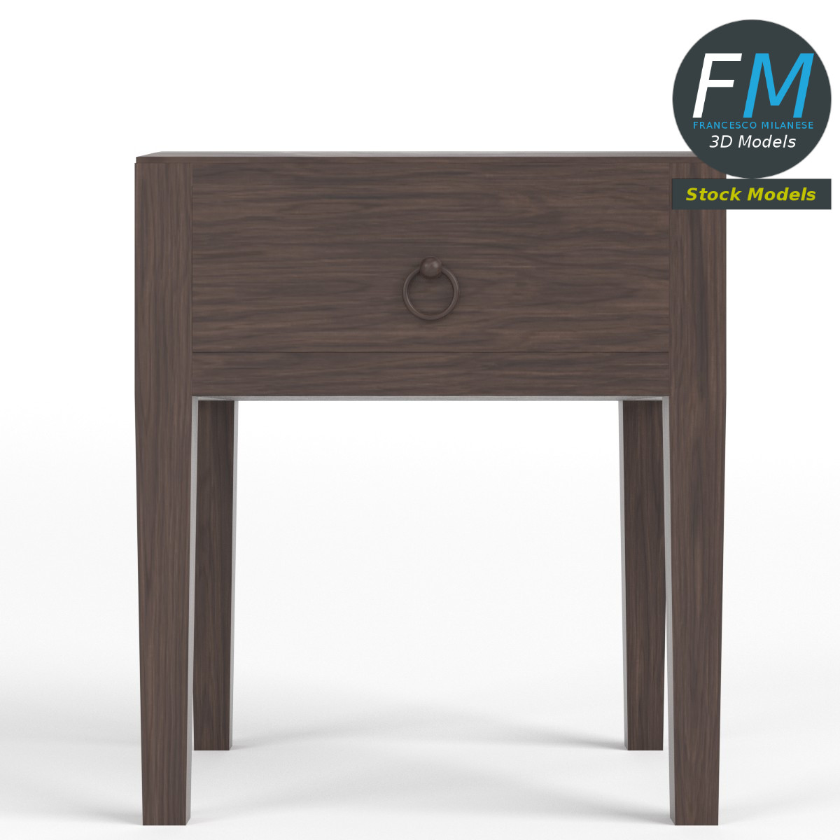 3D-Modell - Nachttisch mit Einer Schublade - 03
