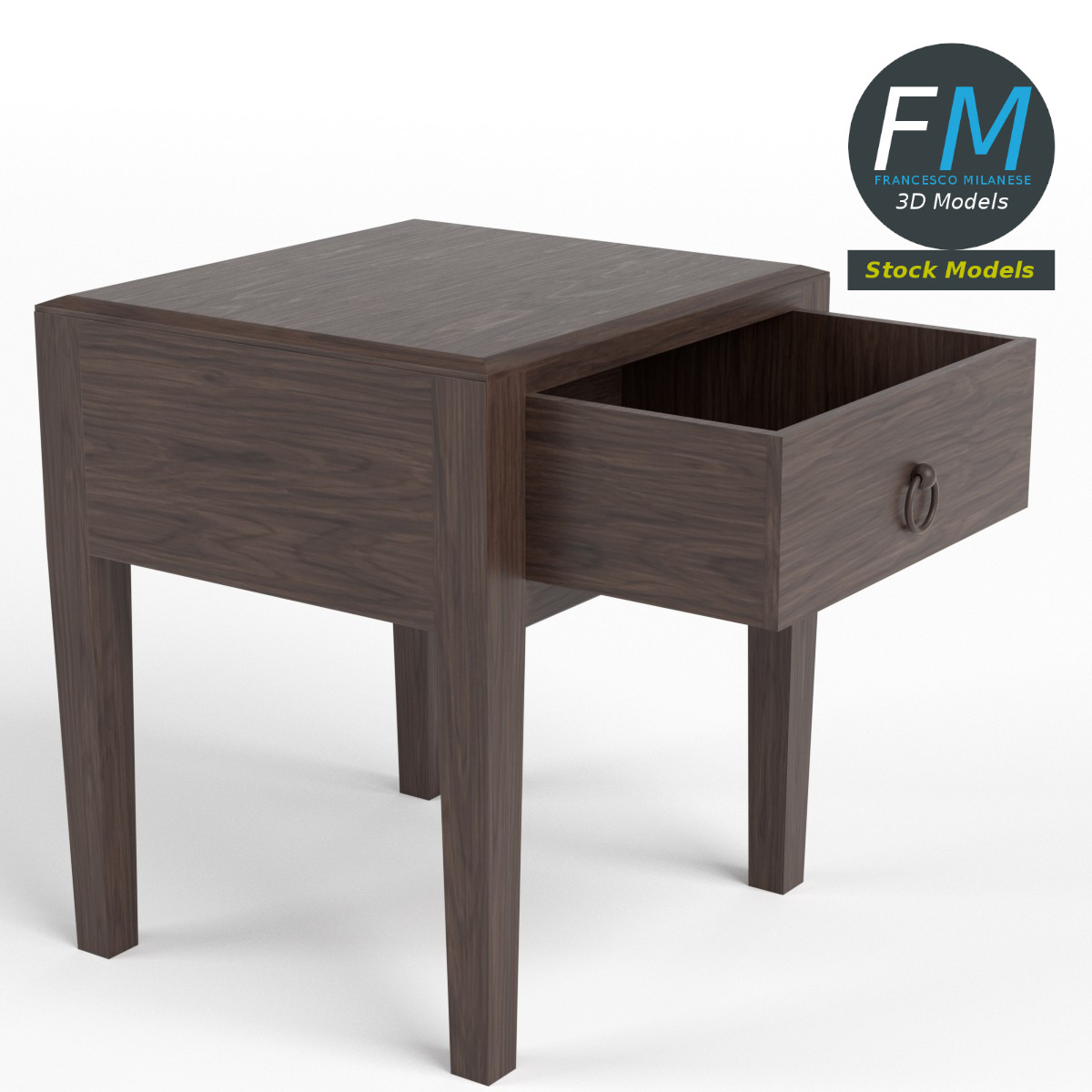 3D-Modell - Nachttisch mit Einer Schublade - 04