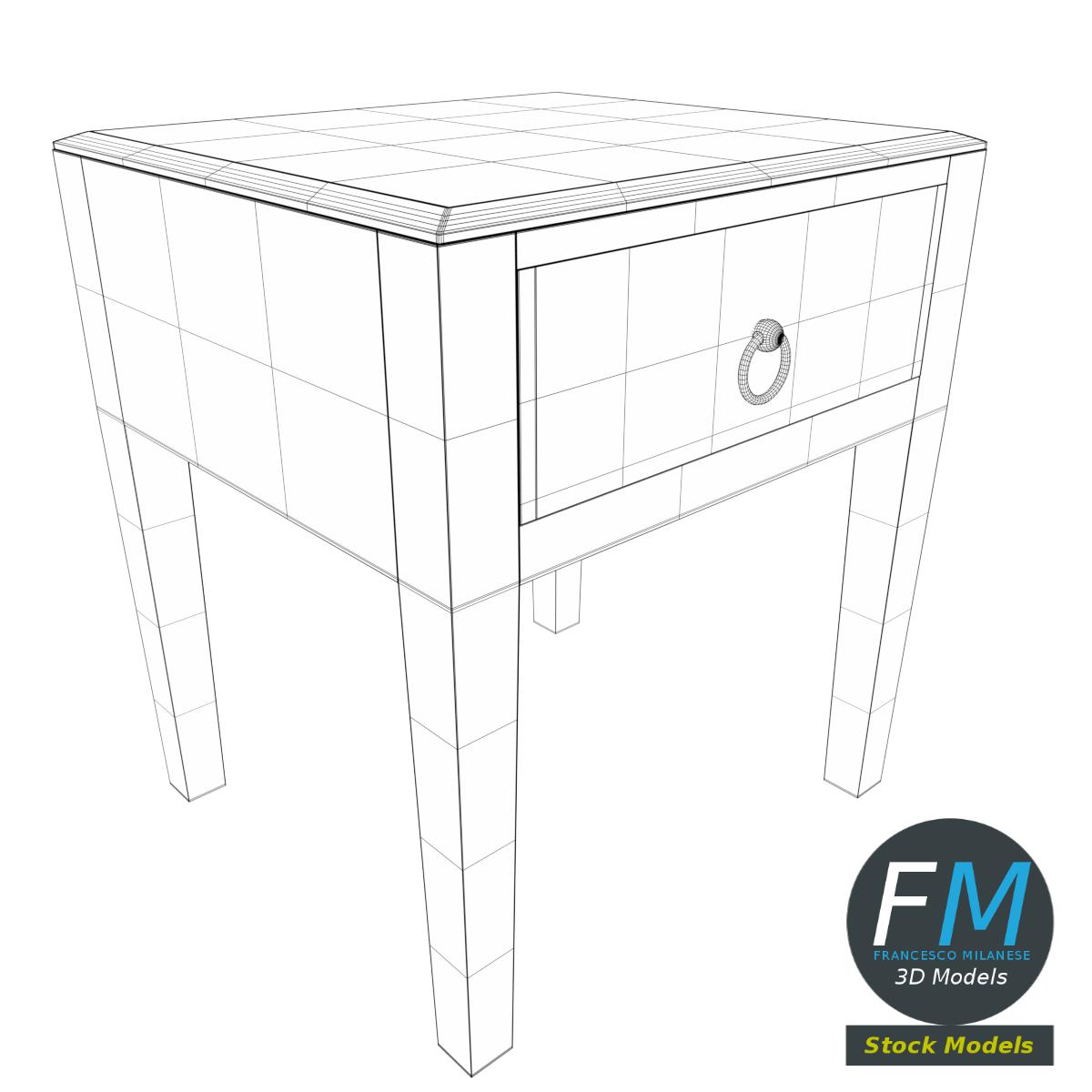 3D-Modell - Nachttisch mit Einer Schublade - 07