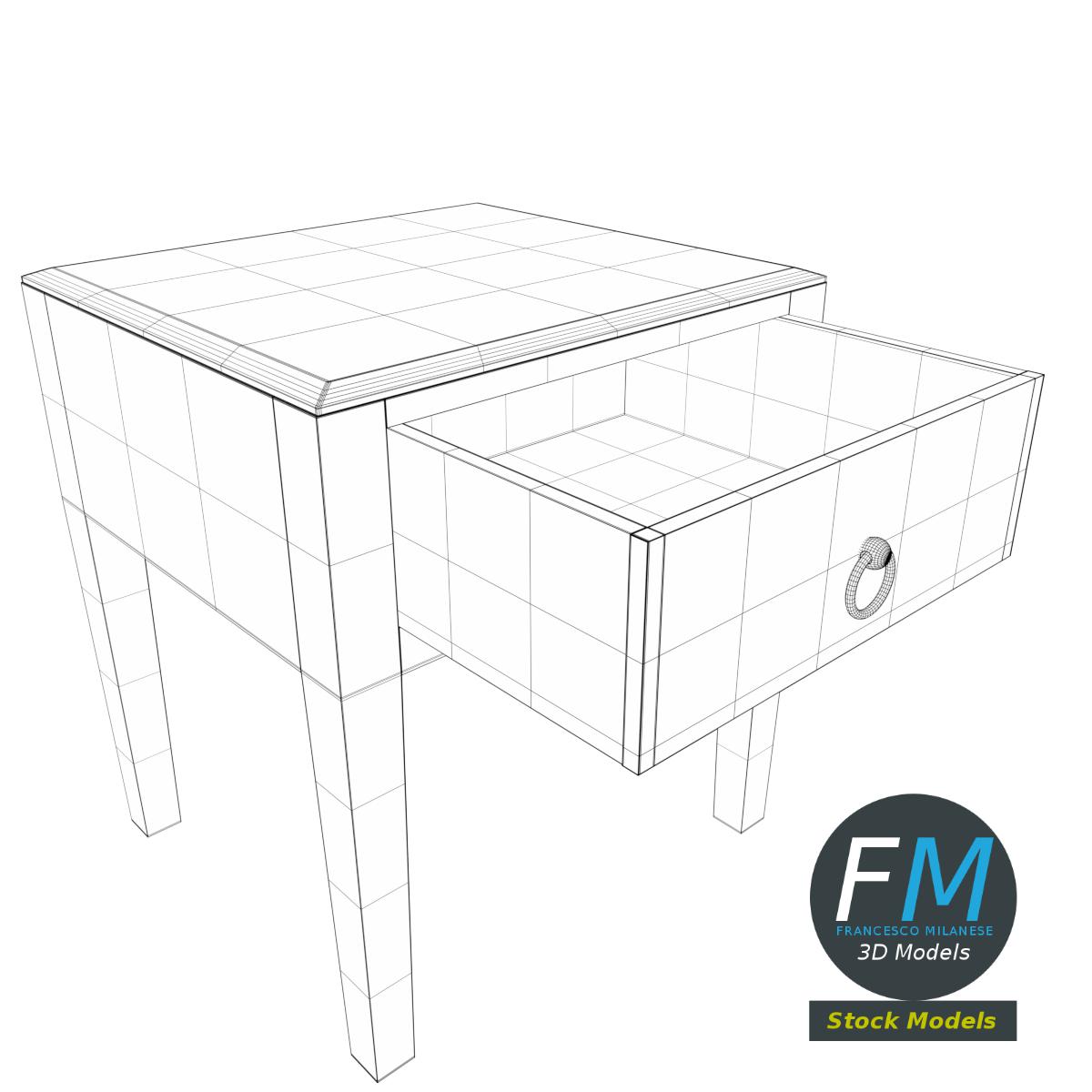 3D-Modell - Nachttisch mit Einer Schublade - 08