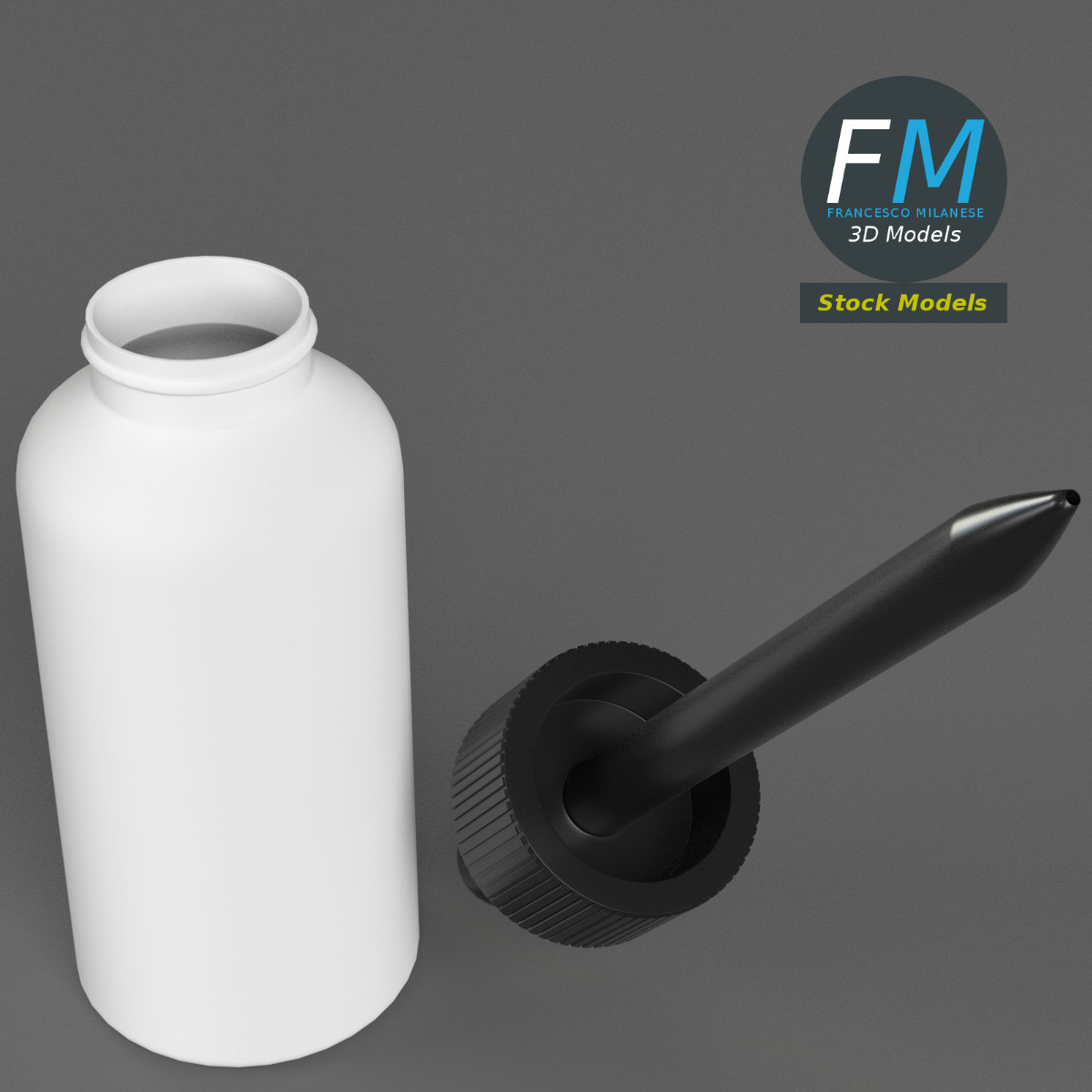 3D-Modell - Undurchsichtige Tropfflasche - 02
