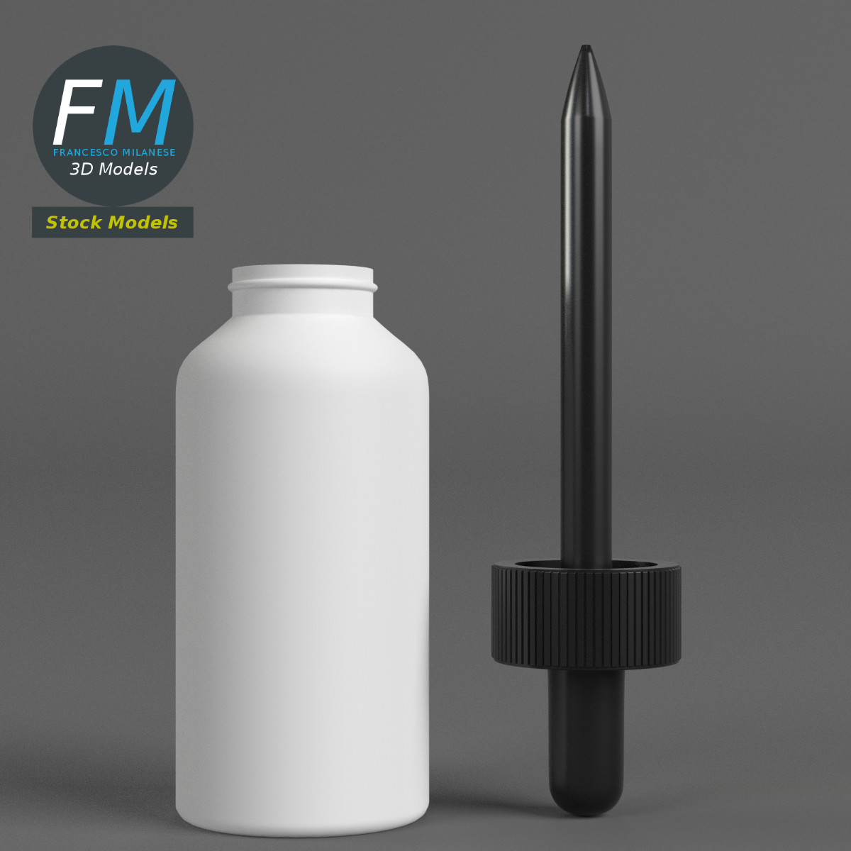 3D-Modell - Undurchsichtige Tropfflasche - 03