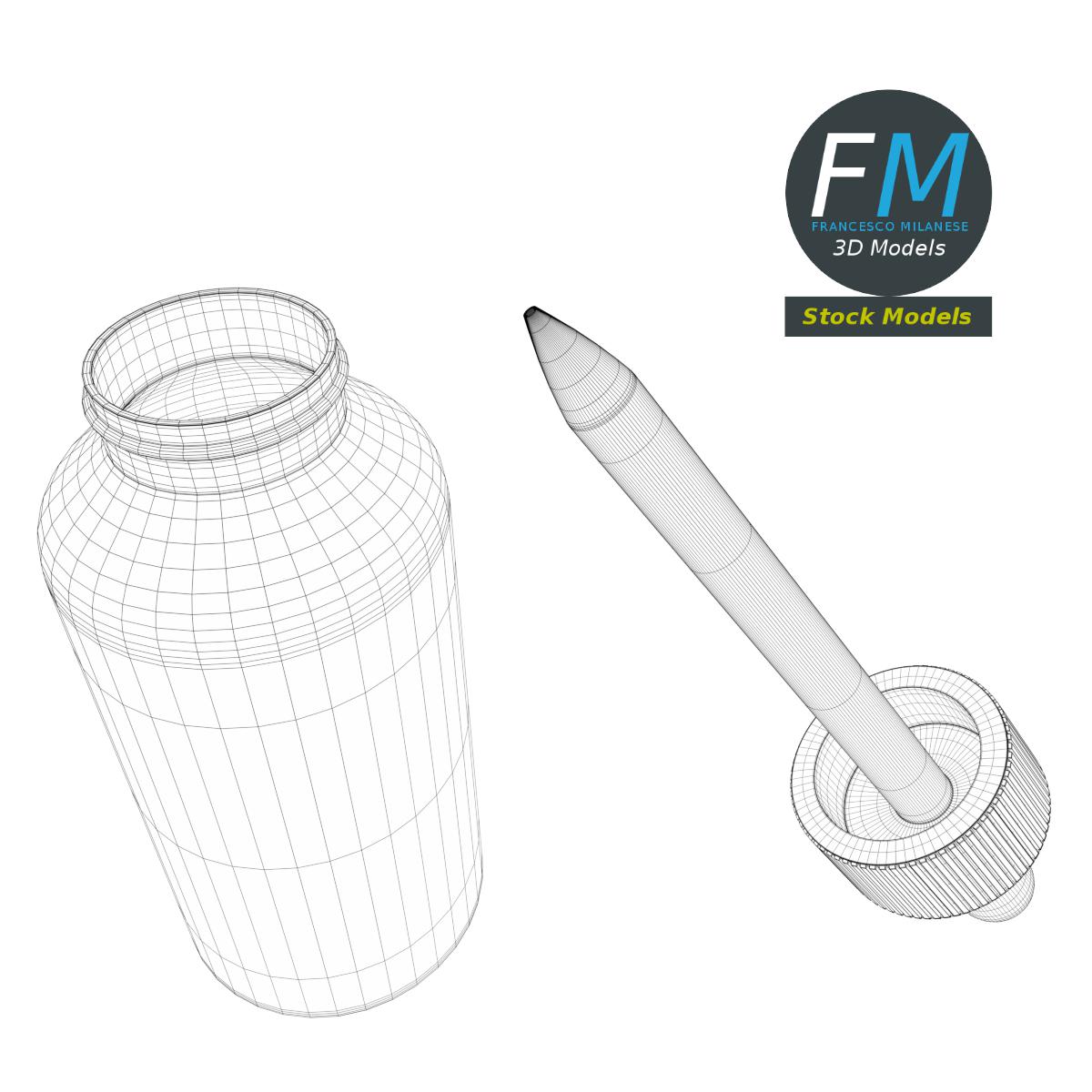 3D-Modell - Undurchsichtige Tropfflasche - 08