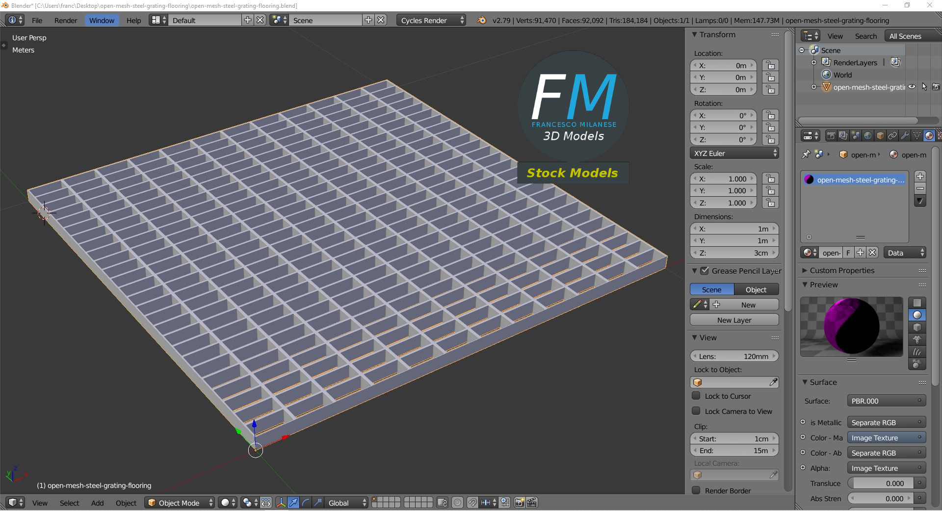 3D-Modell - Offener Stahlgitterrostboden - 09