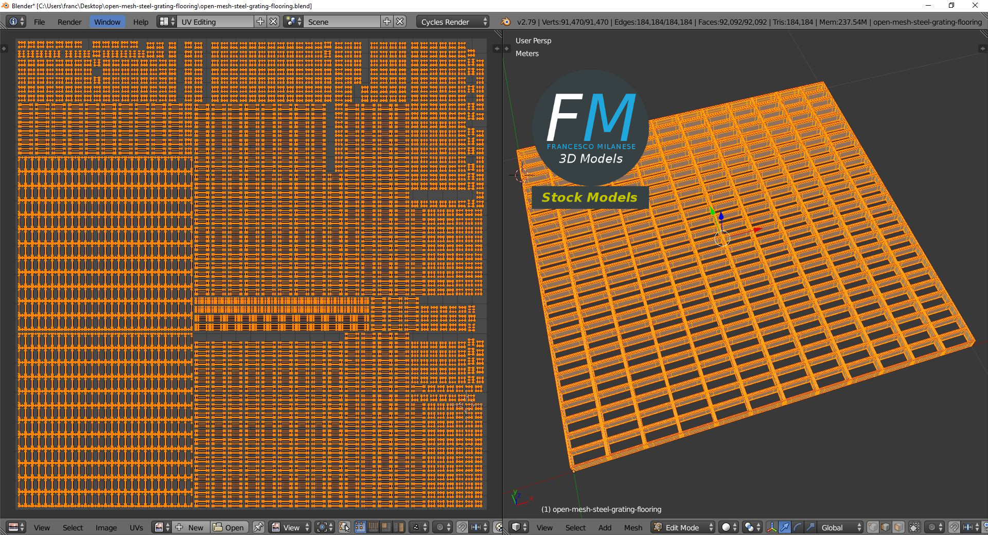 3D-Modell - Offener Stahlgitterrostboden - 10