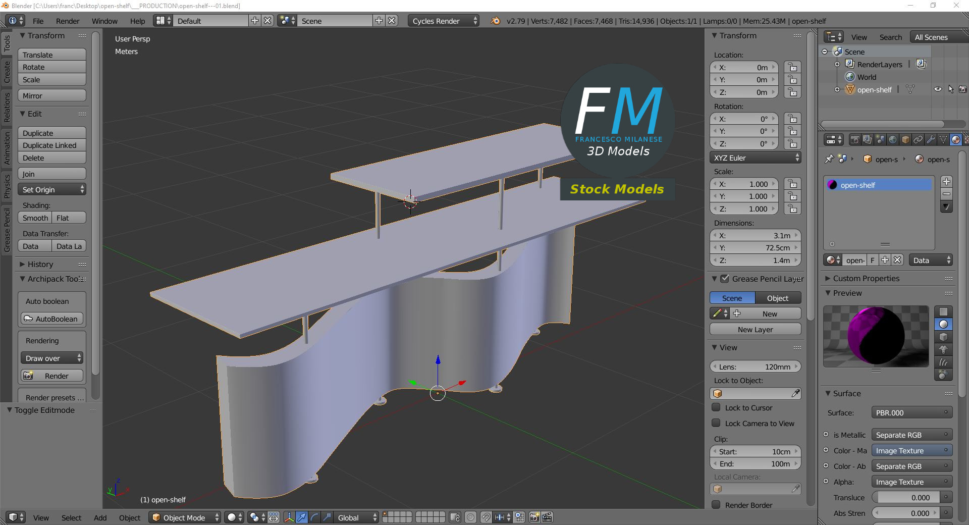 3D-Modell - Offenes Präsentationsregal - 09