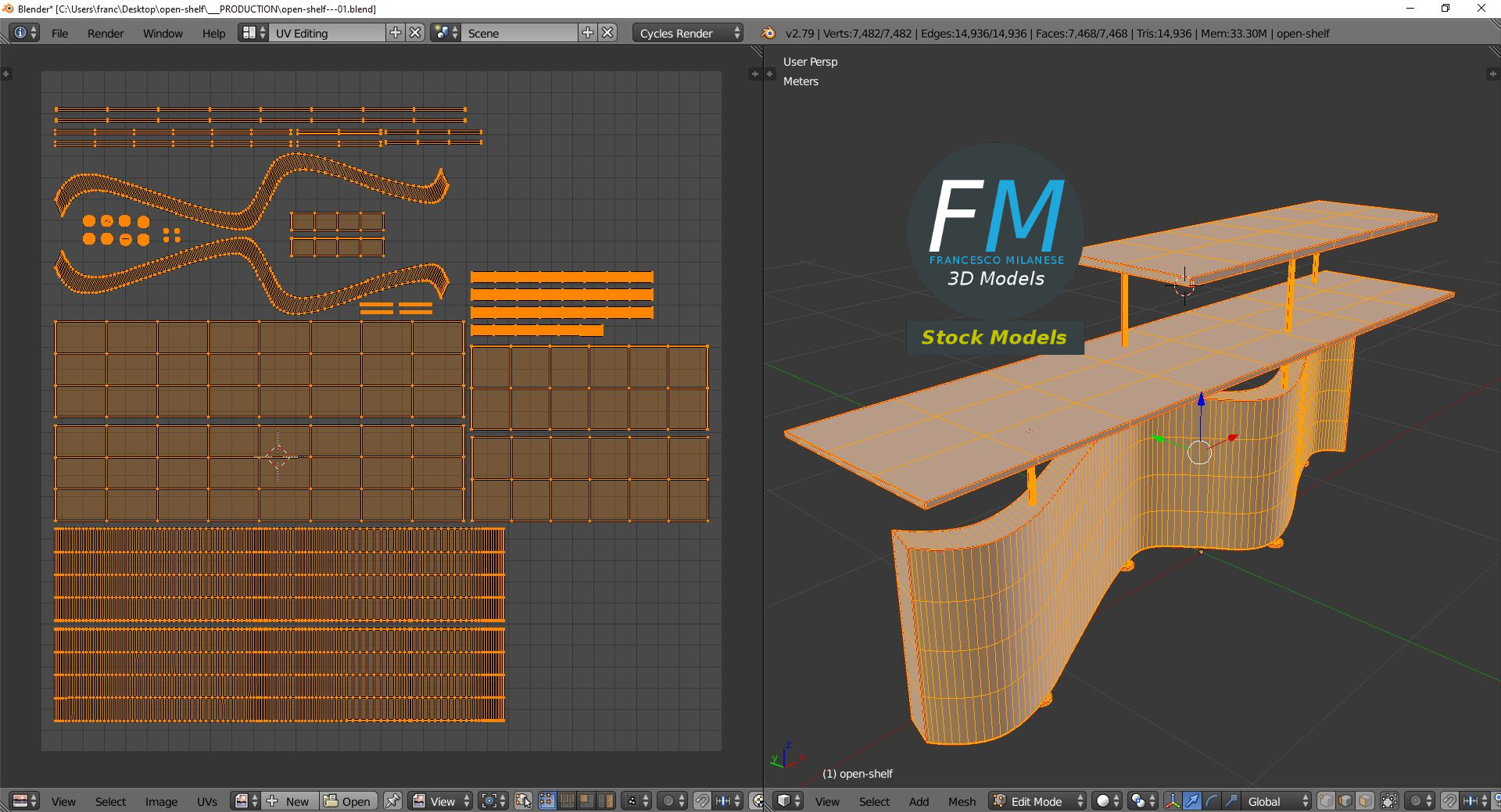3D-Modell - Offenes Präsentationsregal - 10