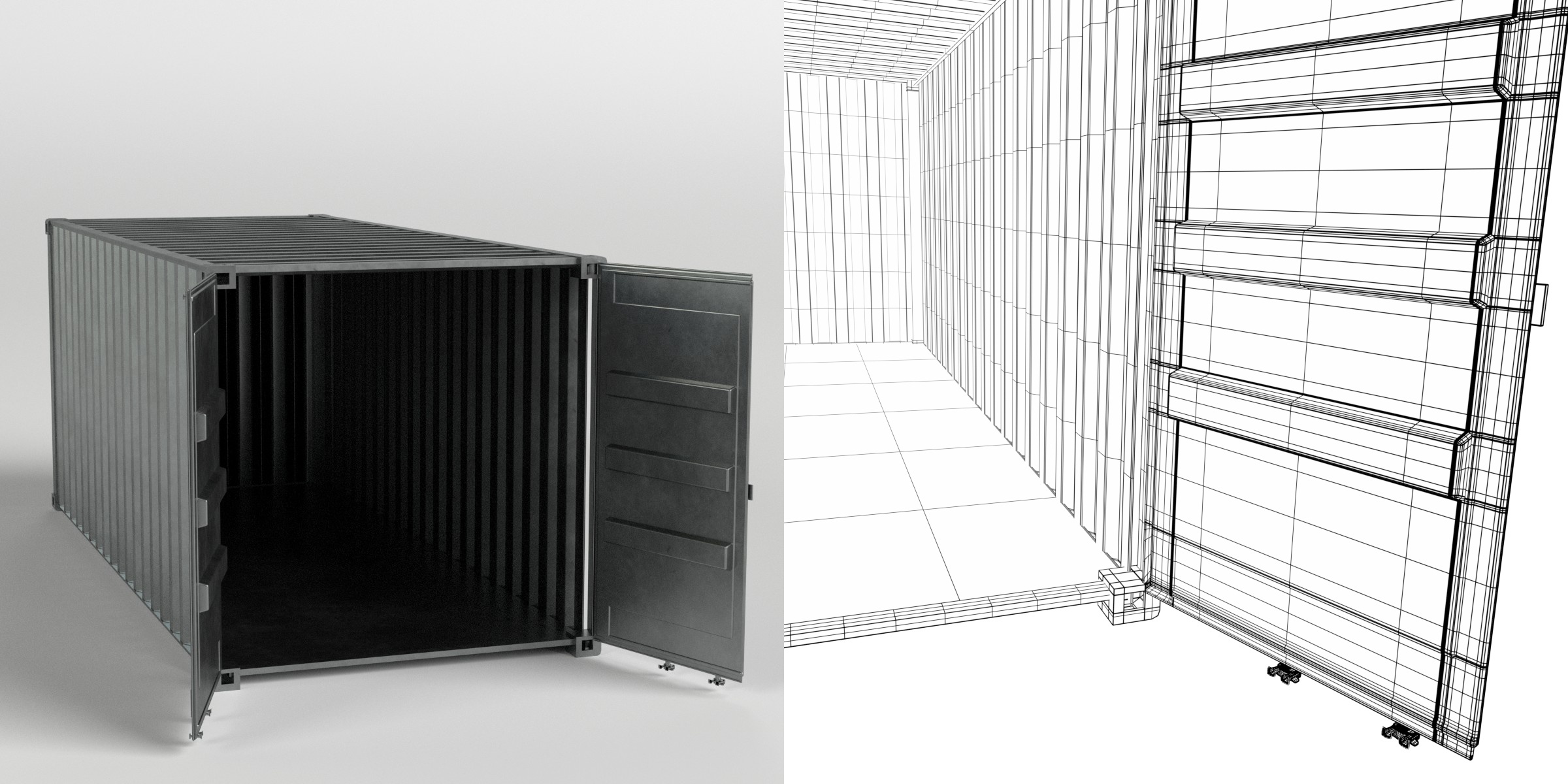 3D-Modell - Offener Frachtcontainer