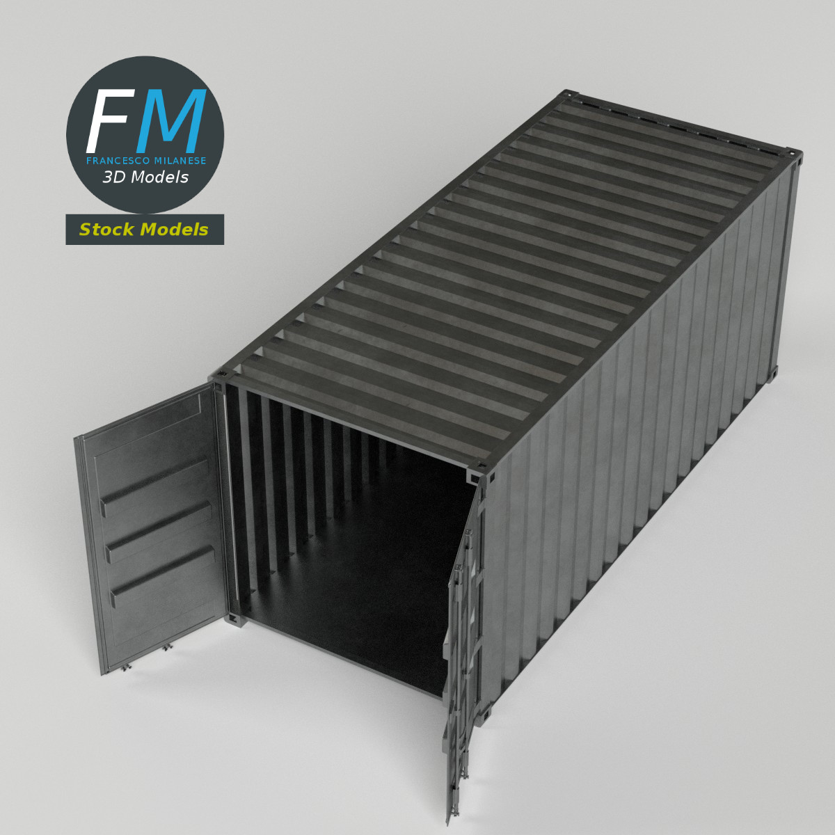 3D-Modell - Offener Frachtcontainer - 02