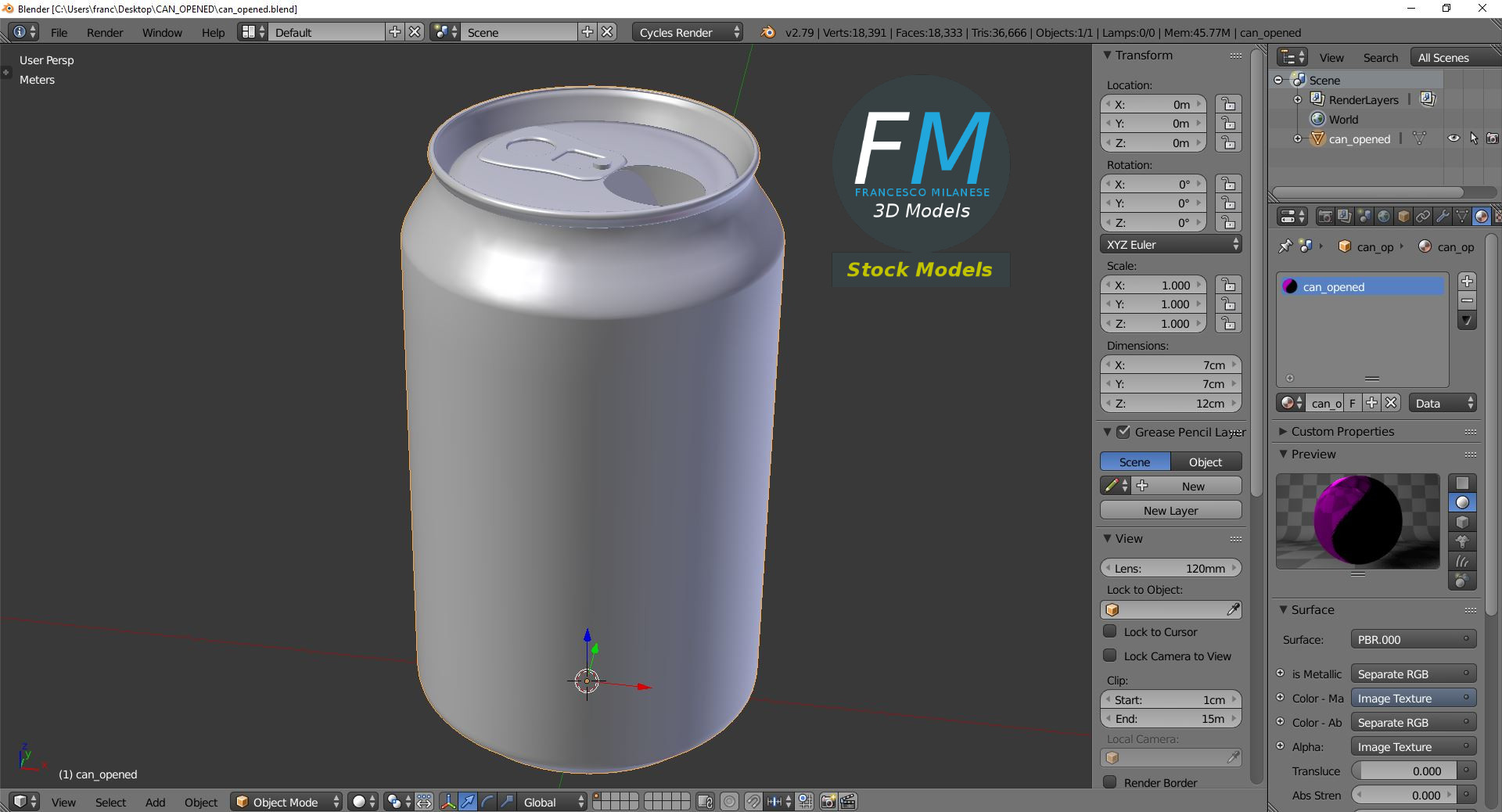 3D-Modell - Geöffnete Aluminiumdose - 09