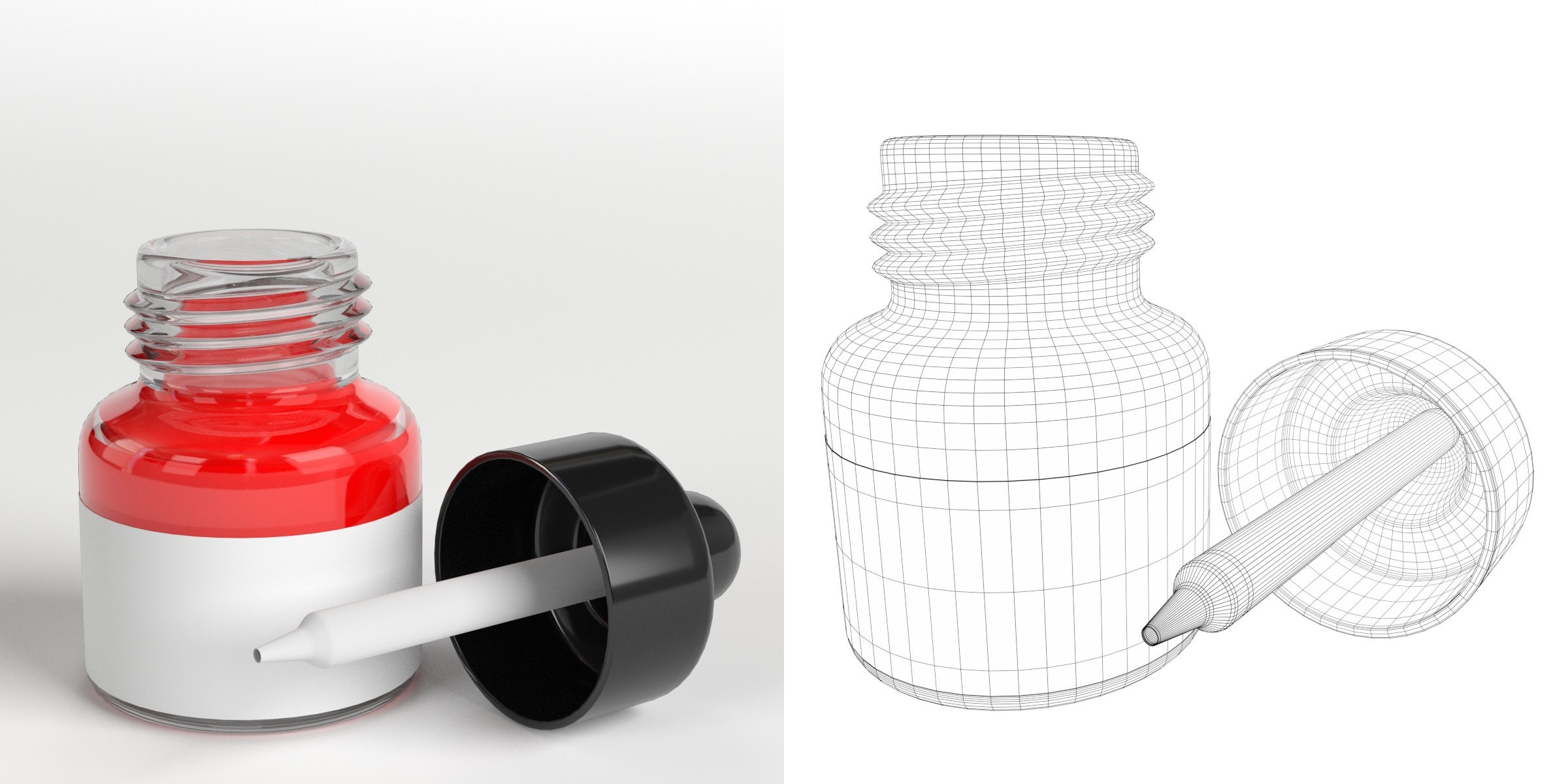 3D-Modell - Geöffnete Tropfflasche