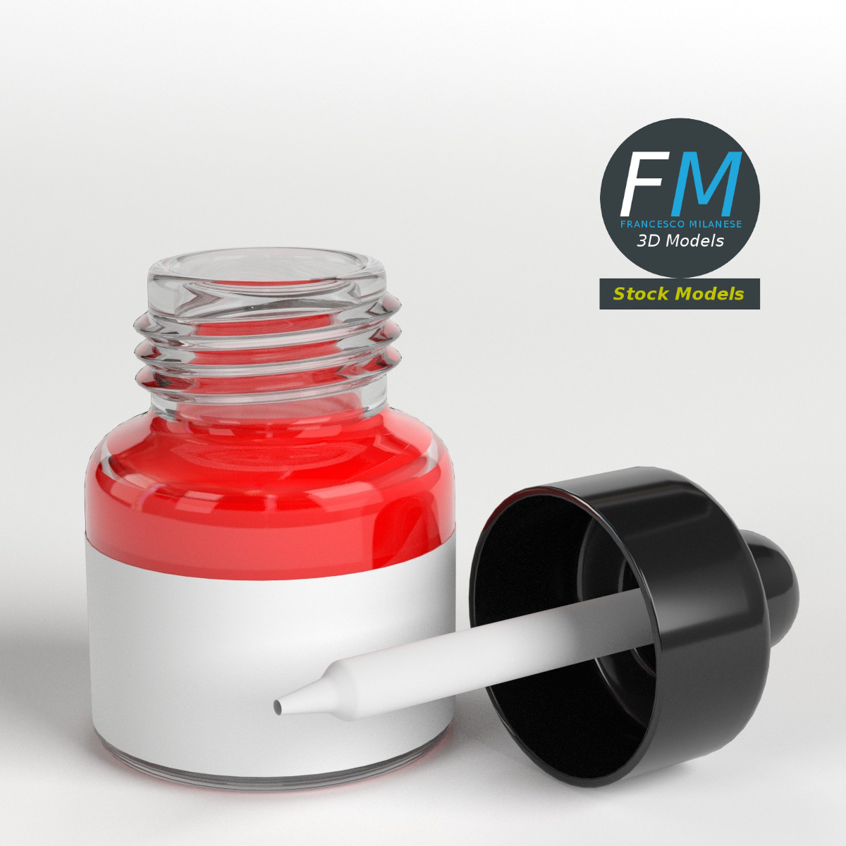 3D-Modell - Geöffnete Tropfflasche - 01