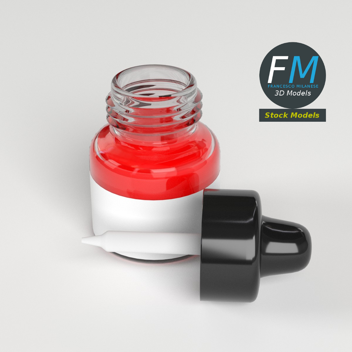 3D-Modell - Geöffnete Tropfflasche - 02