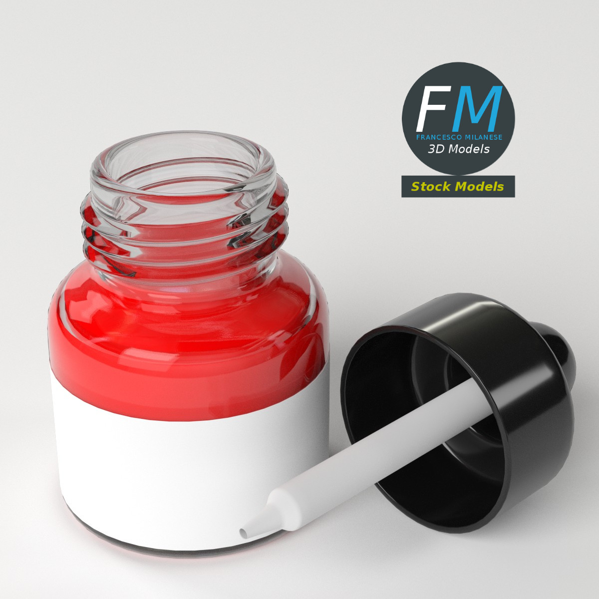 3D-Modell - Geöffnete Tropfflasche - 05