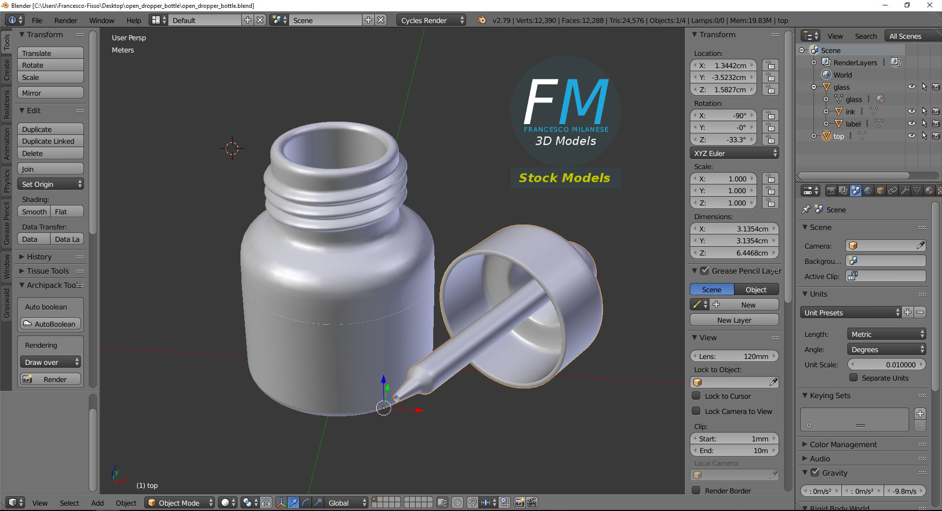 3D-Modell - Geöffnete Tropfflasche - 09