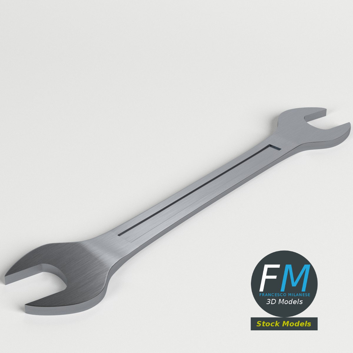 3D-Modell - Verchromter Maulschlüssel - 01