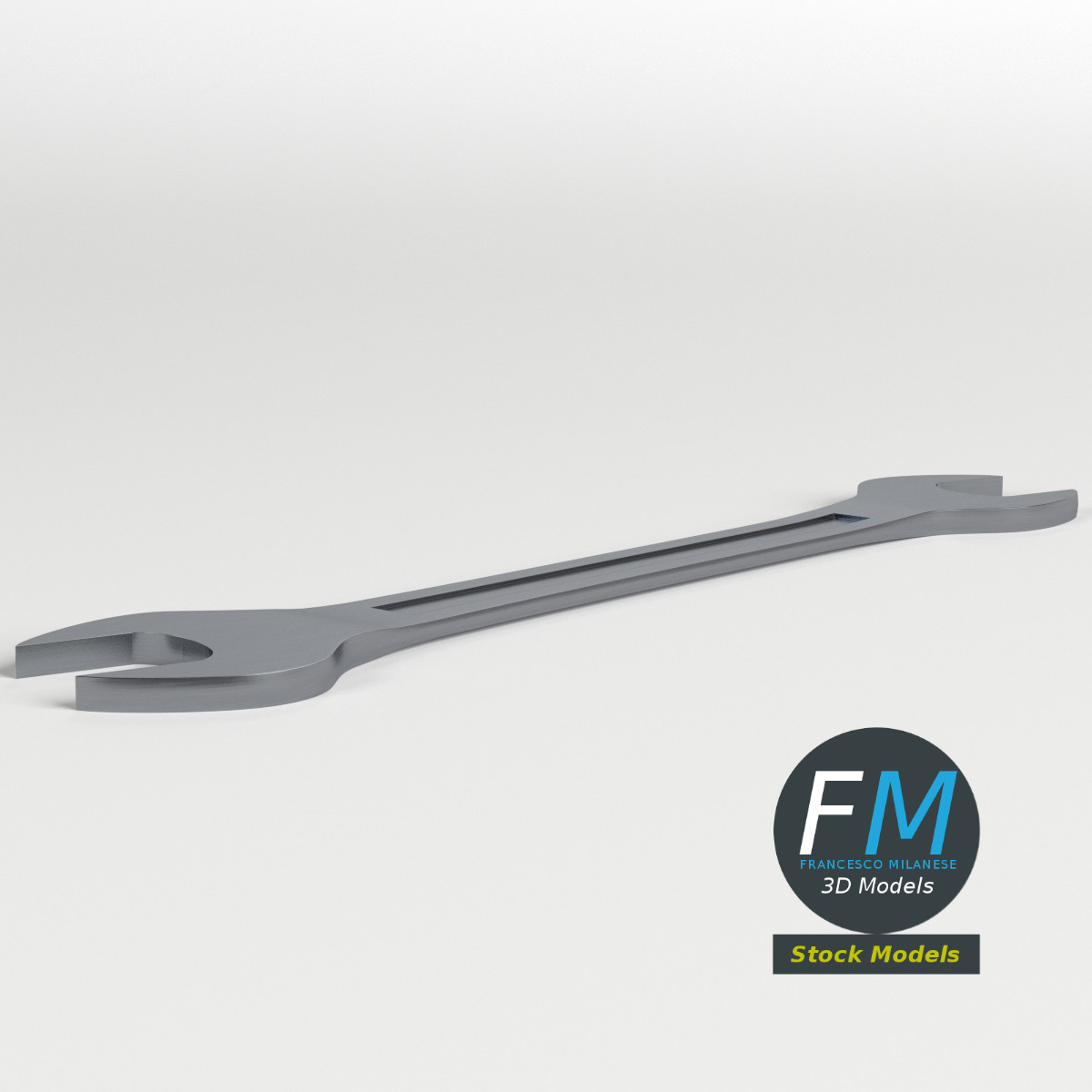 3D-Modell - Verchromter Maulschlüssel - 03