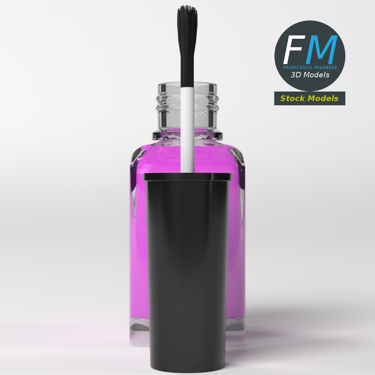 3D-Modell - Geöffneter Nagellack mit Pinsel - 05
