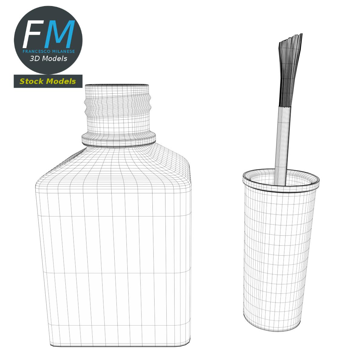 3D-Modell - Geöffneter Nagellack mit Pinsel - 07