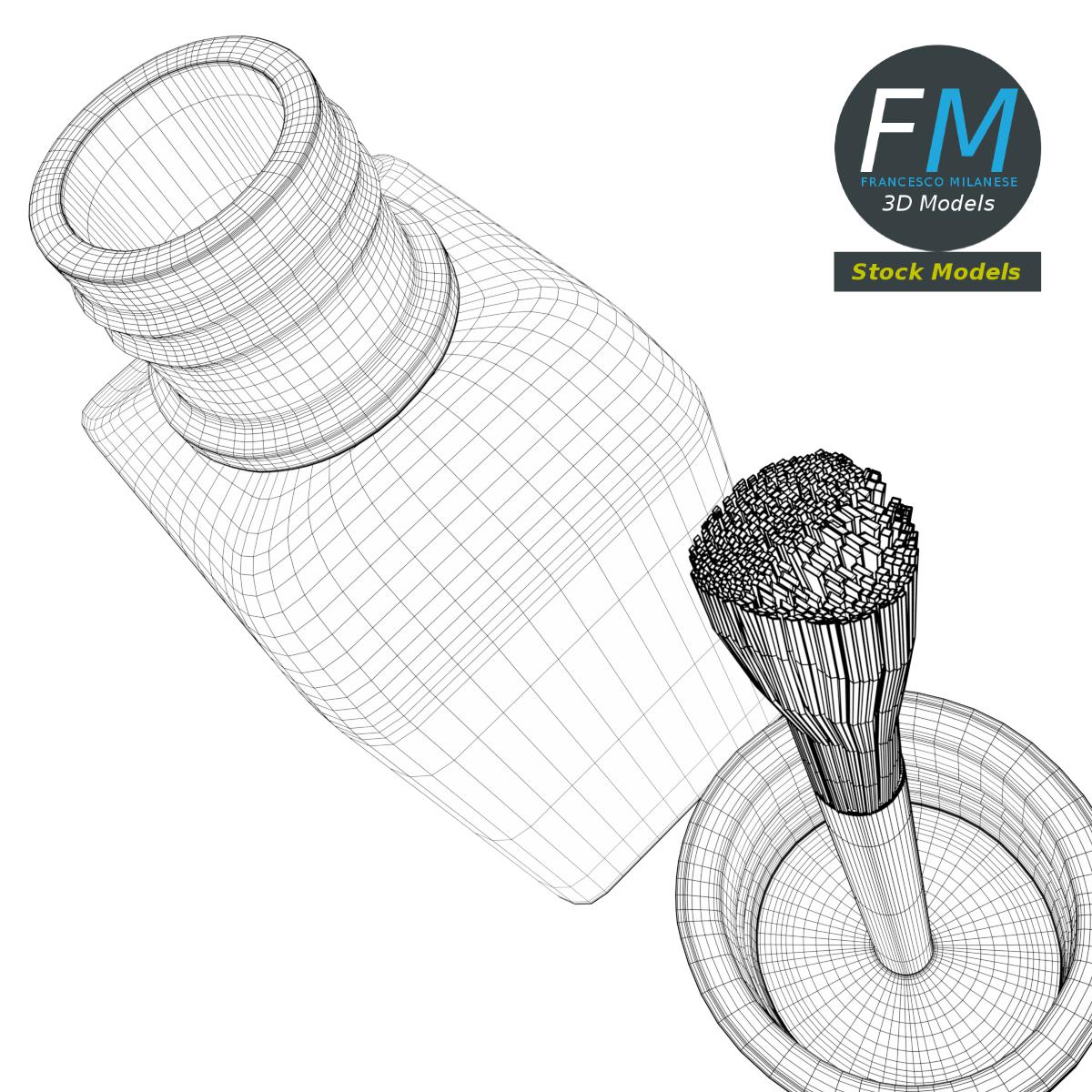3D-Modell - Geöffneter Nagellack mit Pinsel - 08