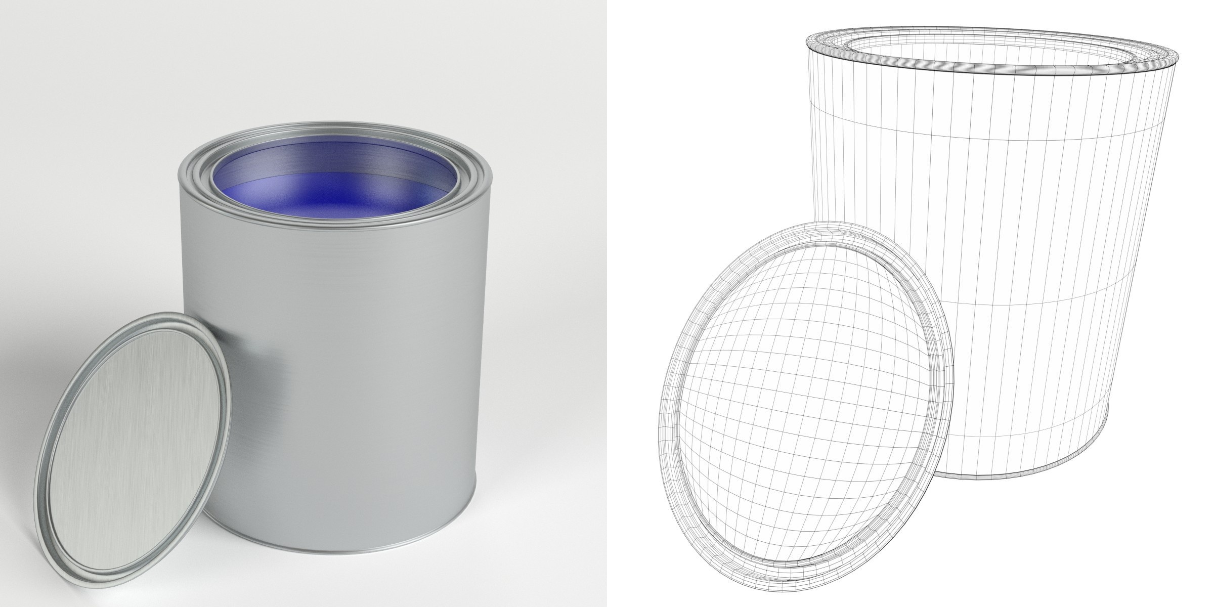 3D-Modell - Geöffnete Farbdose mit Deckel