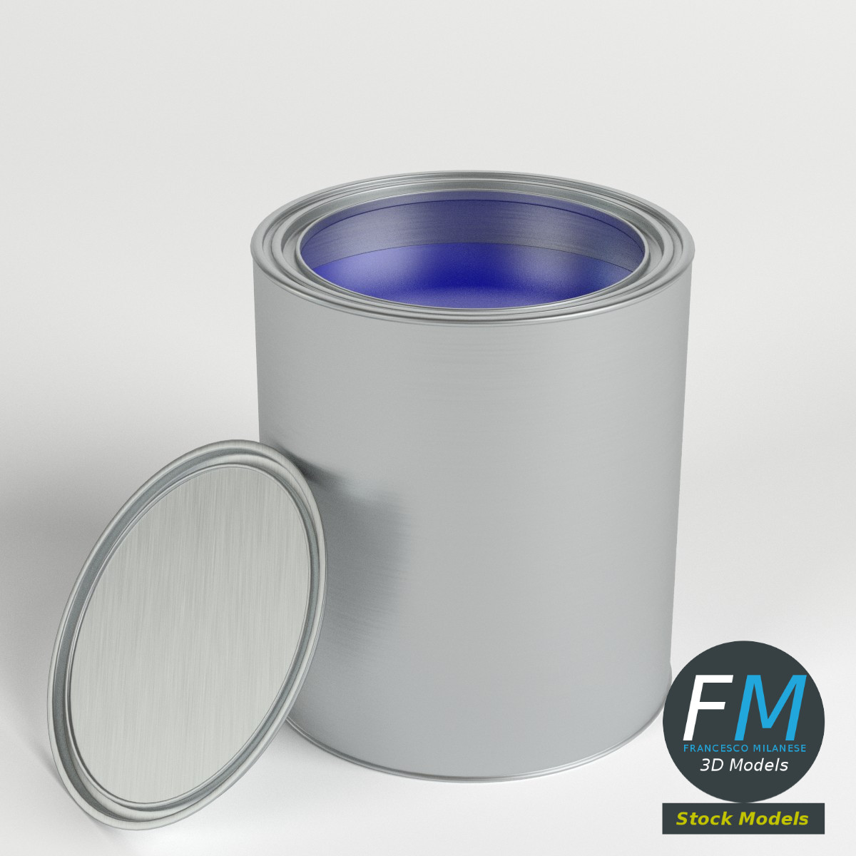 3D-Modell - Geöffnete Farbdose mit Deckel - 01