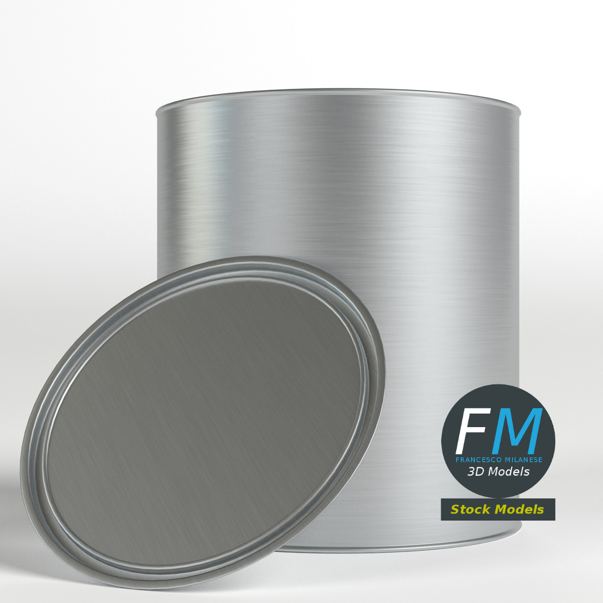 3D-Modell - Geöffnete Farbdose mit Deckel - 03