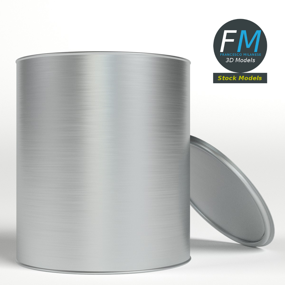 3D-Modell - Geöffnete Farbdose mit Deckel - 04