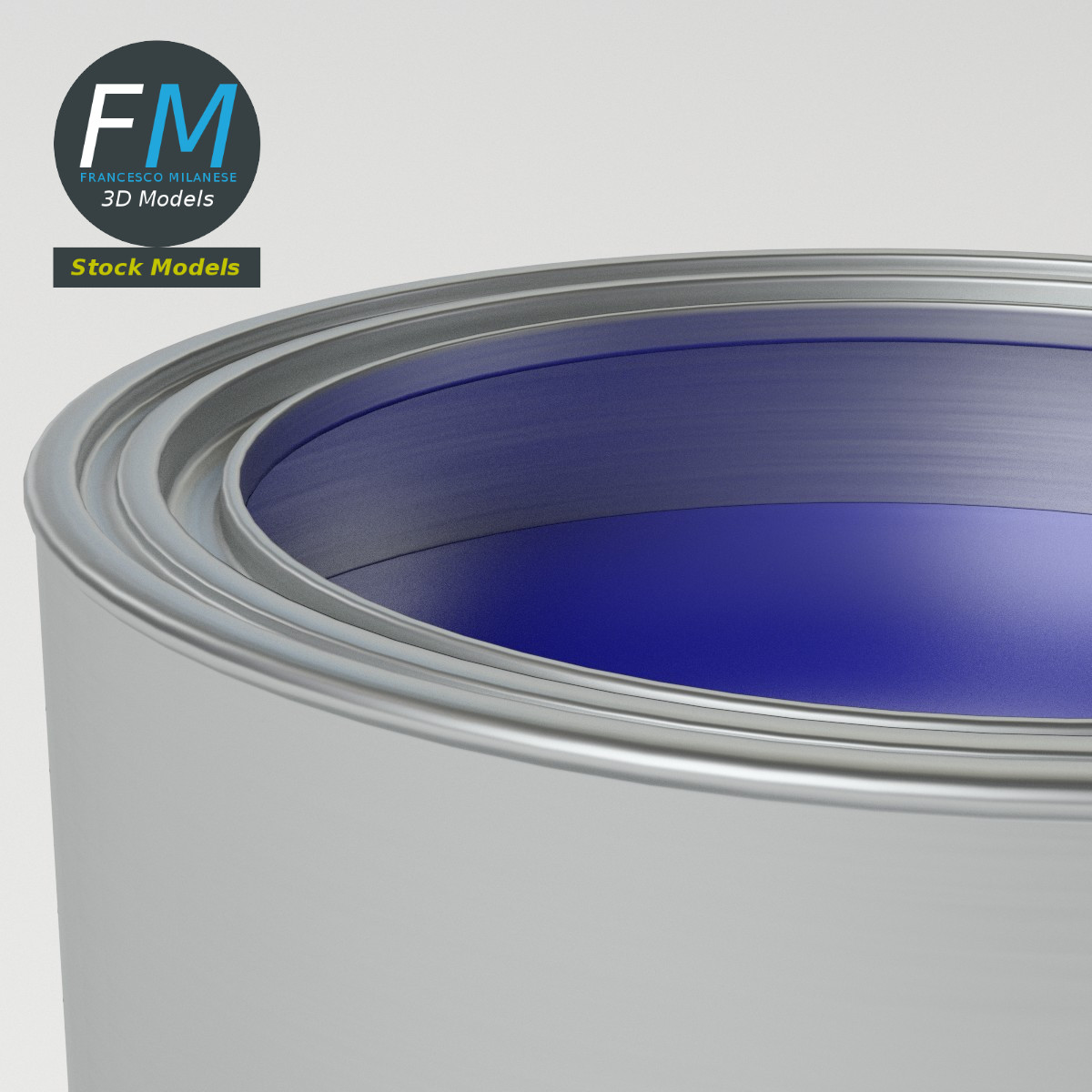 3D-Modell - Geöffnete Farbdose mit Deckel - 05