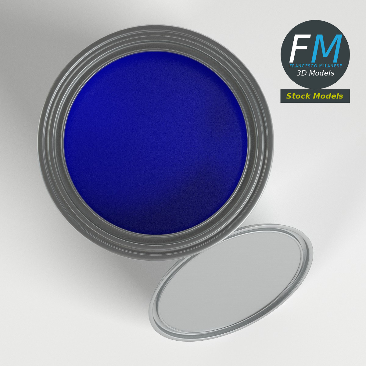 3D-Modell - Geöffnete Farbdose mit Deckel - 06