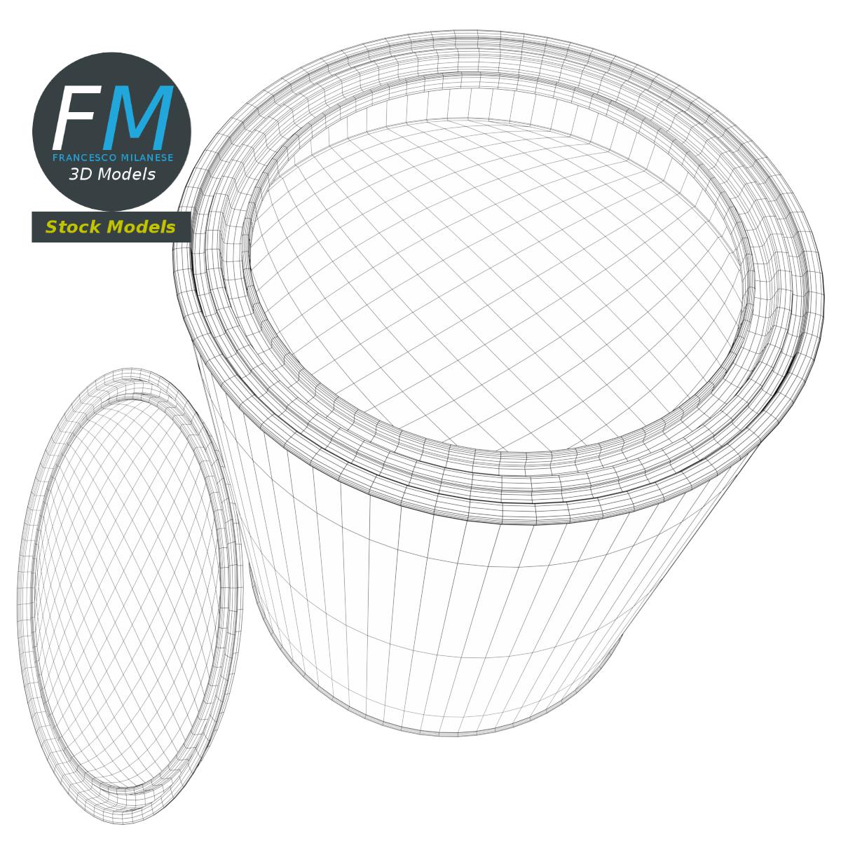 3D-Modell - Geöffnete Farbdose mit Deckel - 08