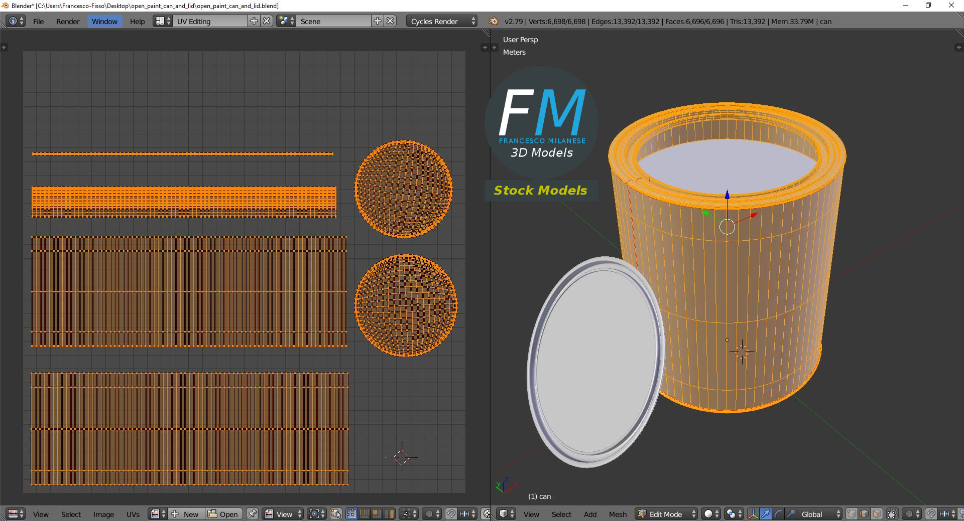 3D-Modell - Geöffnete Farbdose mit Deckel - 10