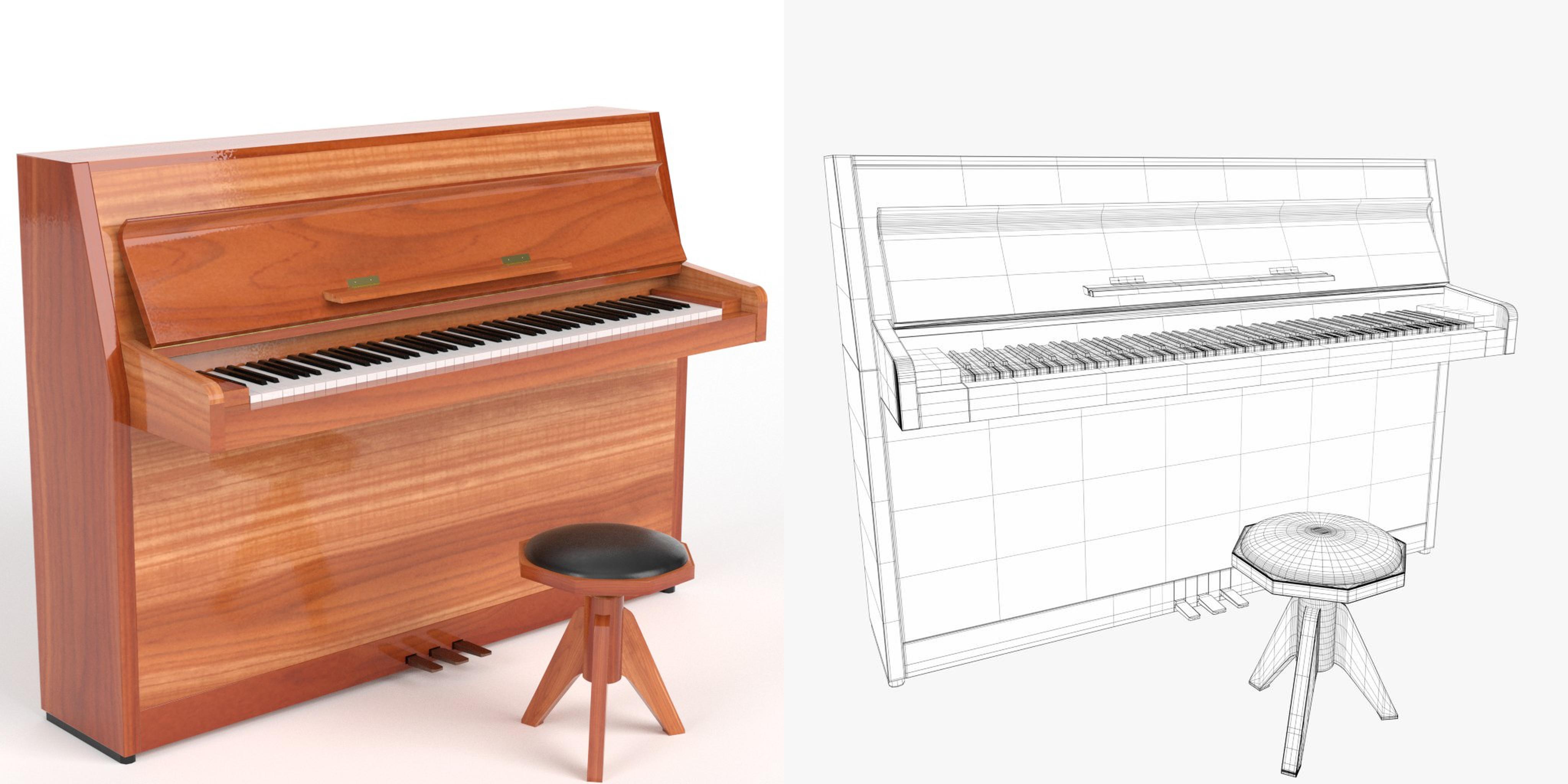 3D-Modell - Offenes Klavier