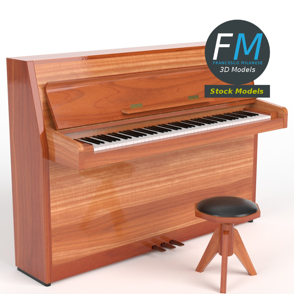 3D-Modell - Offenes Klavier - 01