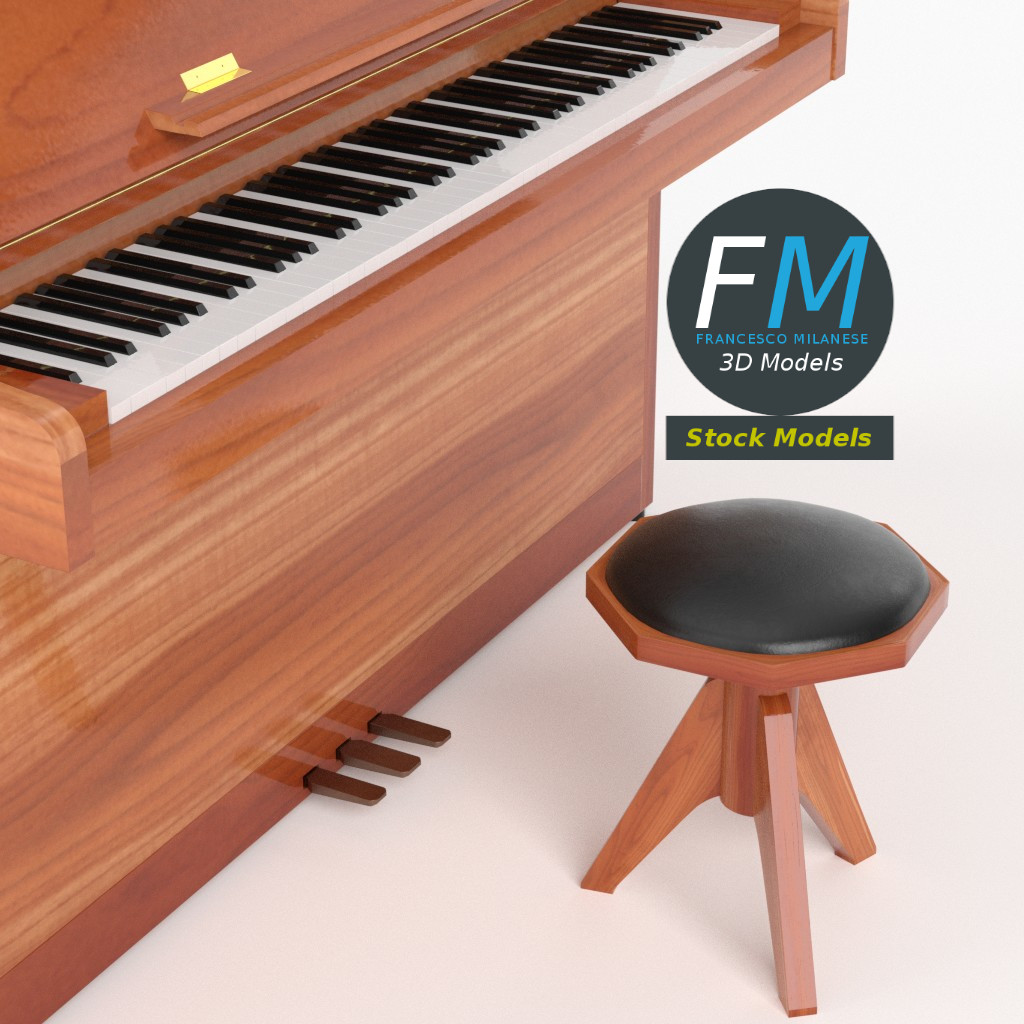 3D-Modell - Offenes Klavier - 02