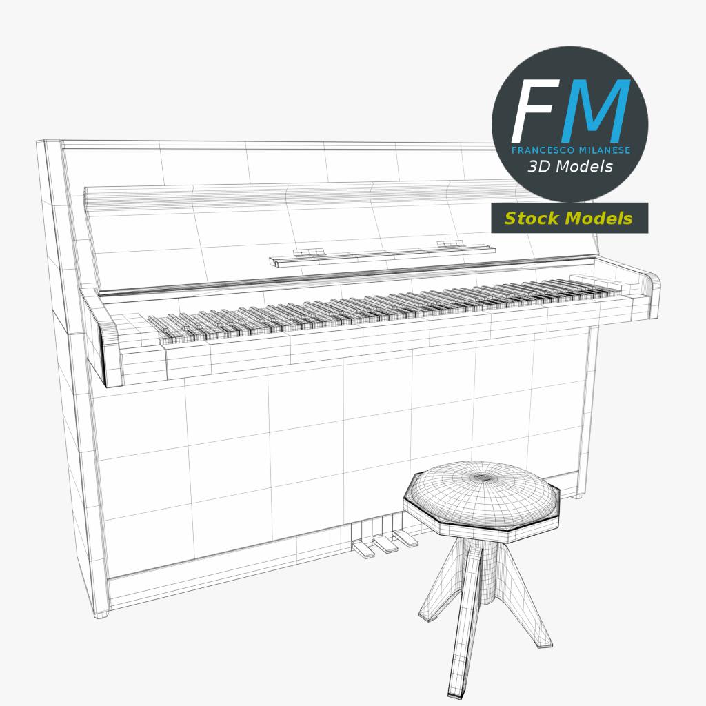 3D-Modell - Offenes Klavier - 07