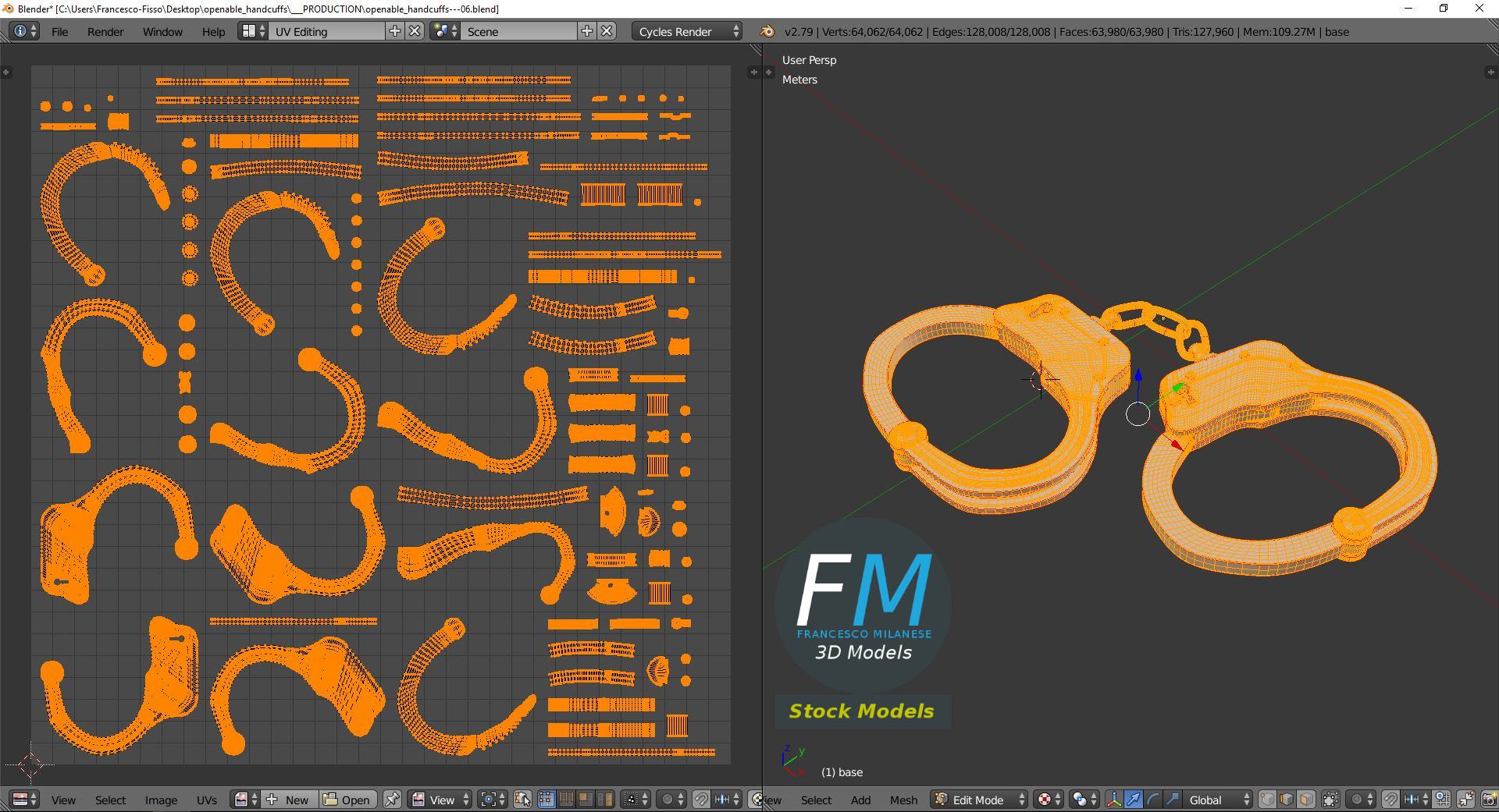 3D-Modell - Öffnbare Handschellen - 10