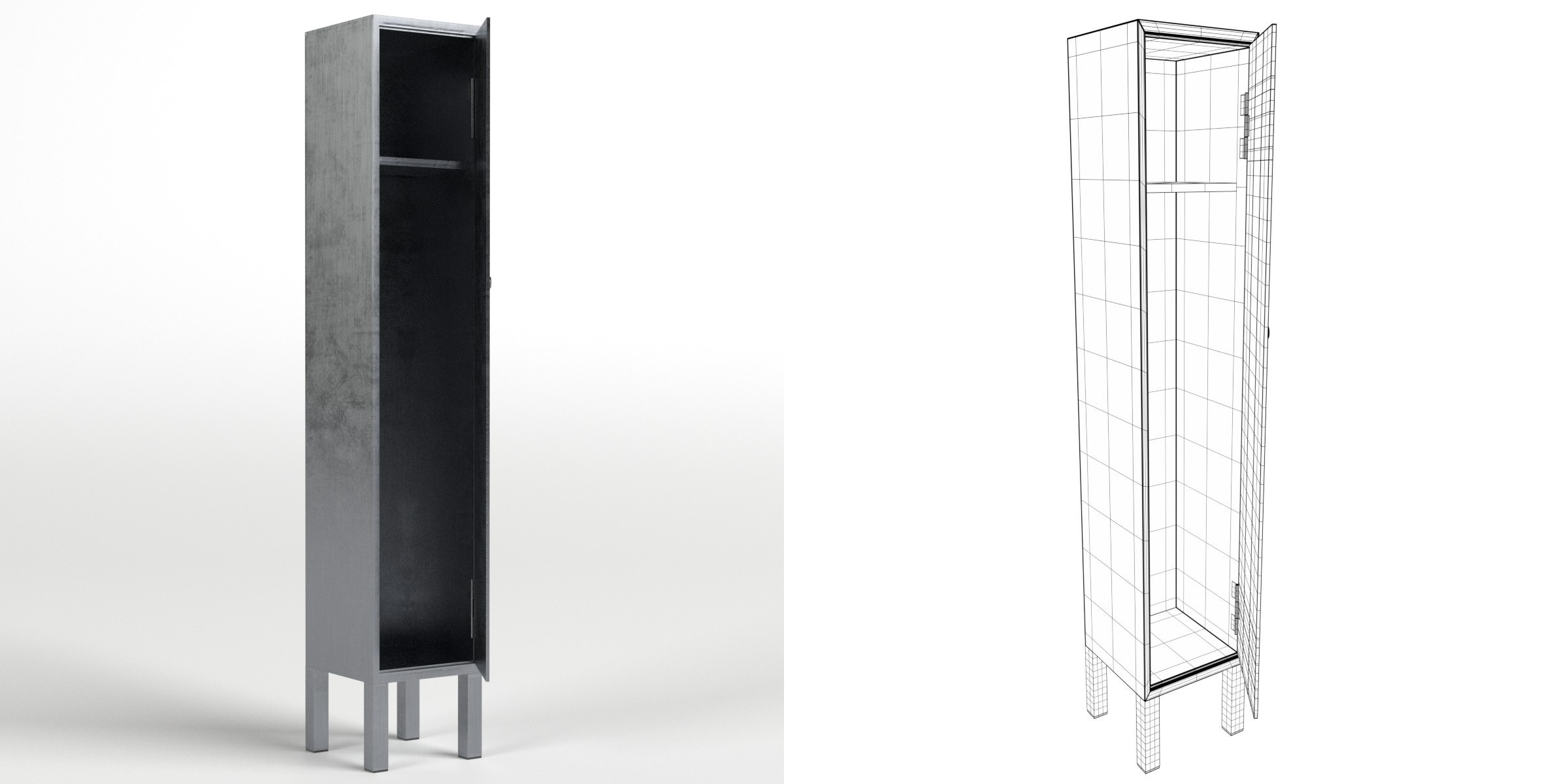 3D-Modell - Öffnbarer Metallschrank