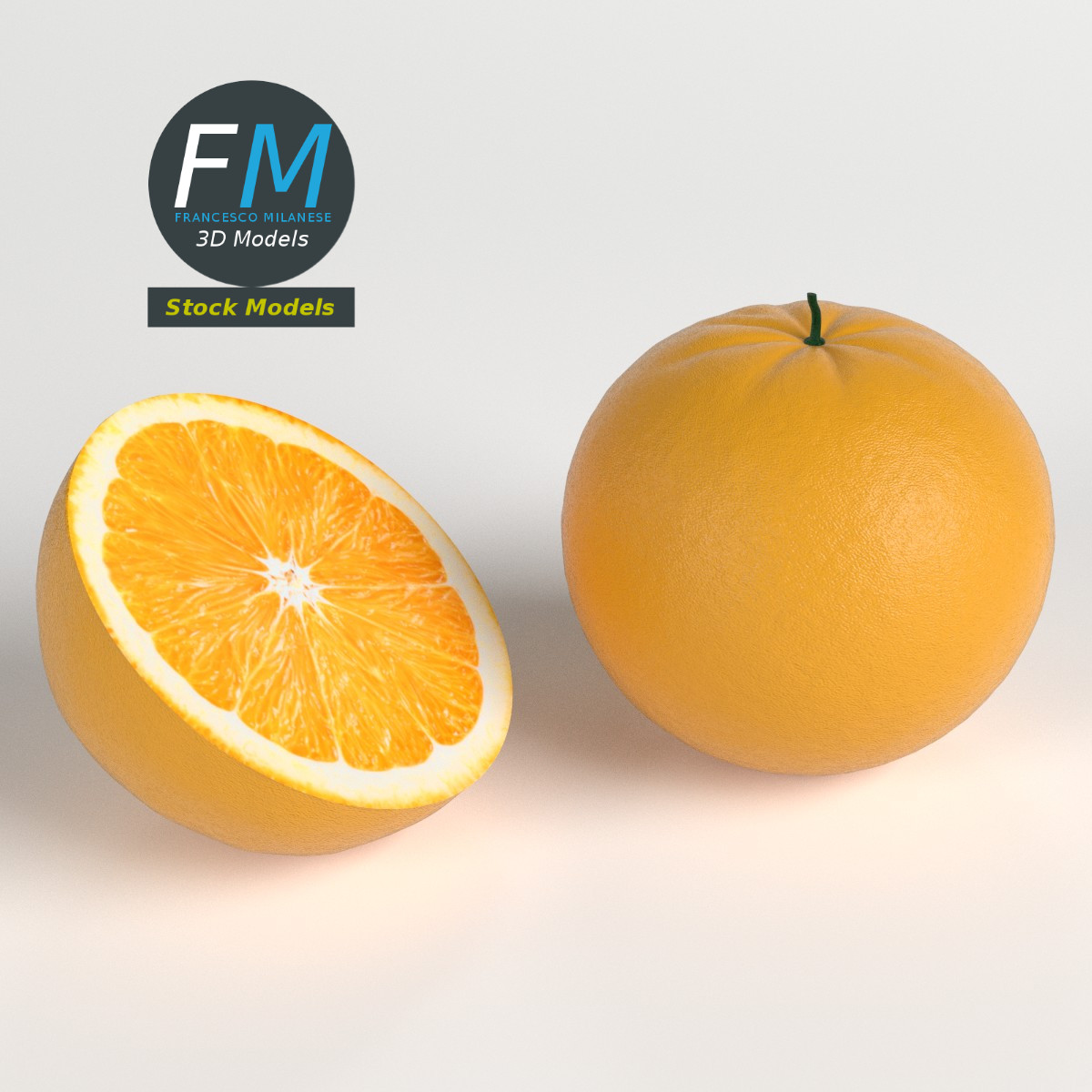 3D-Modell - Ganze und Halbe Orange - 01