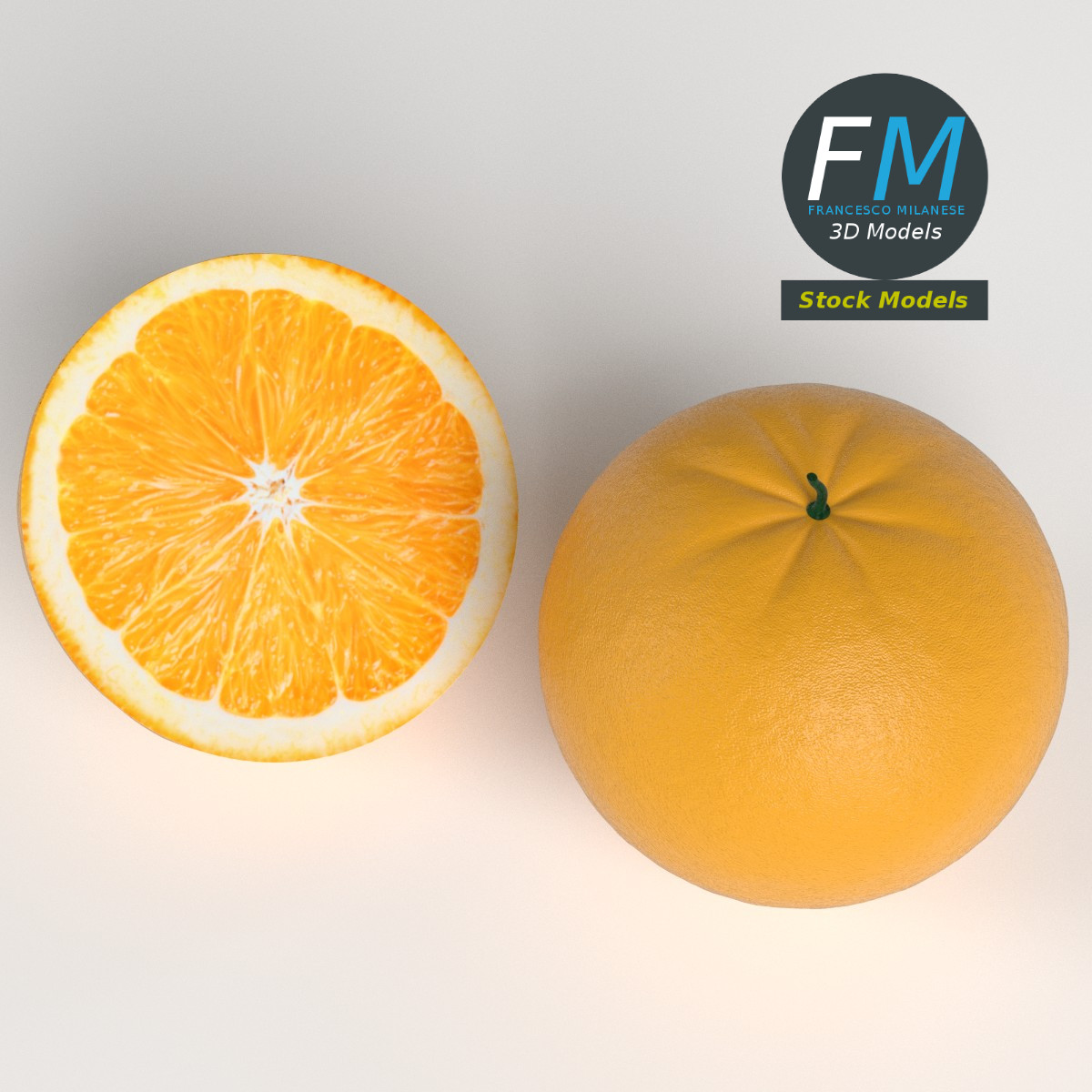 3D-Modell - Ganze und Halbe Orange - 02