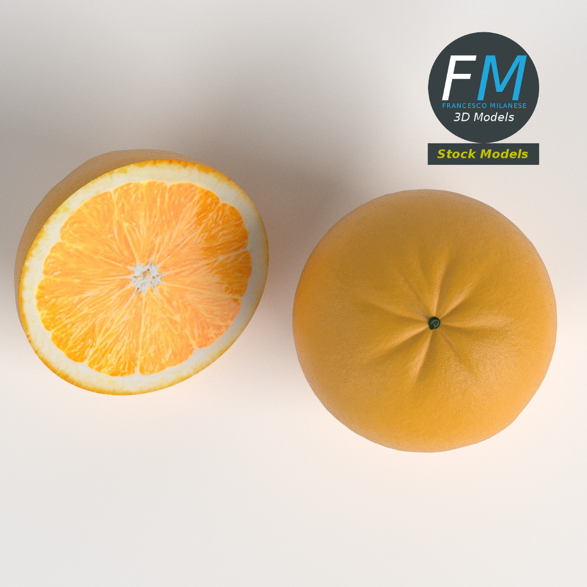 3D-Modell - Ganze und Halbe Orange - 06