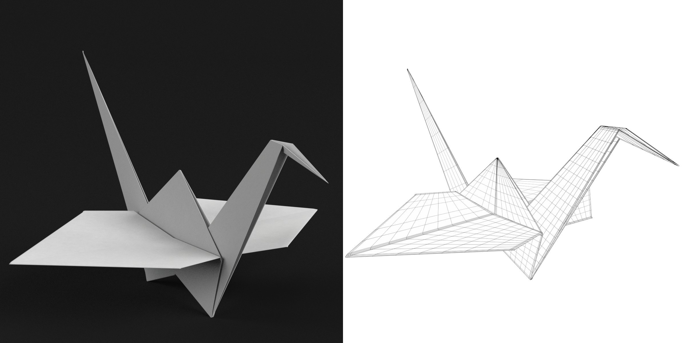 3D-Modell - Origami-Papierkranich